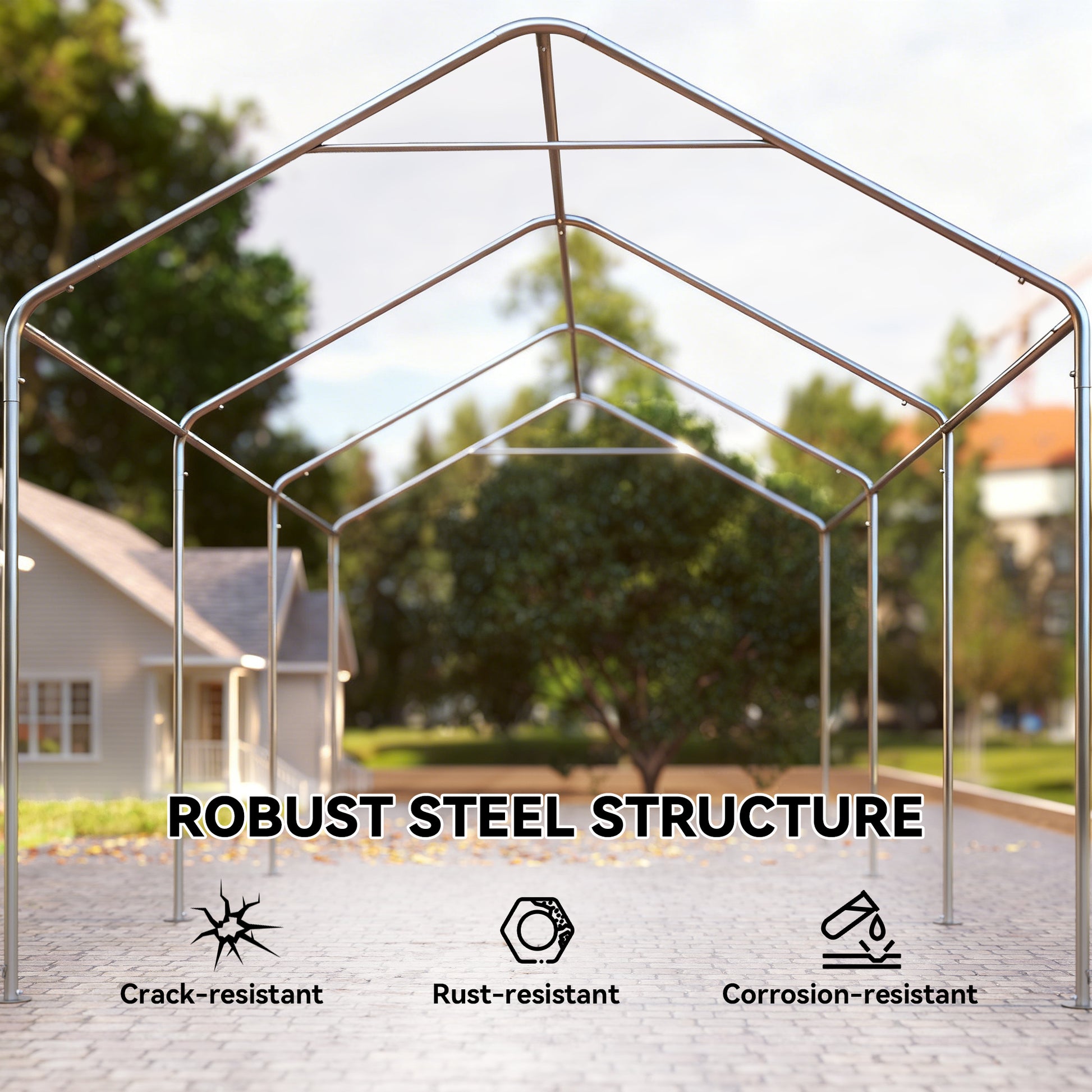 10 x 20 ft Portable Carport Garage - Light Grey-Patio & Garden > Wedding & Events Tents > Car Shelters-DECOROLALA