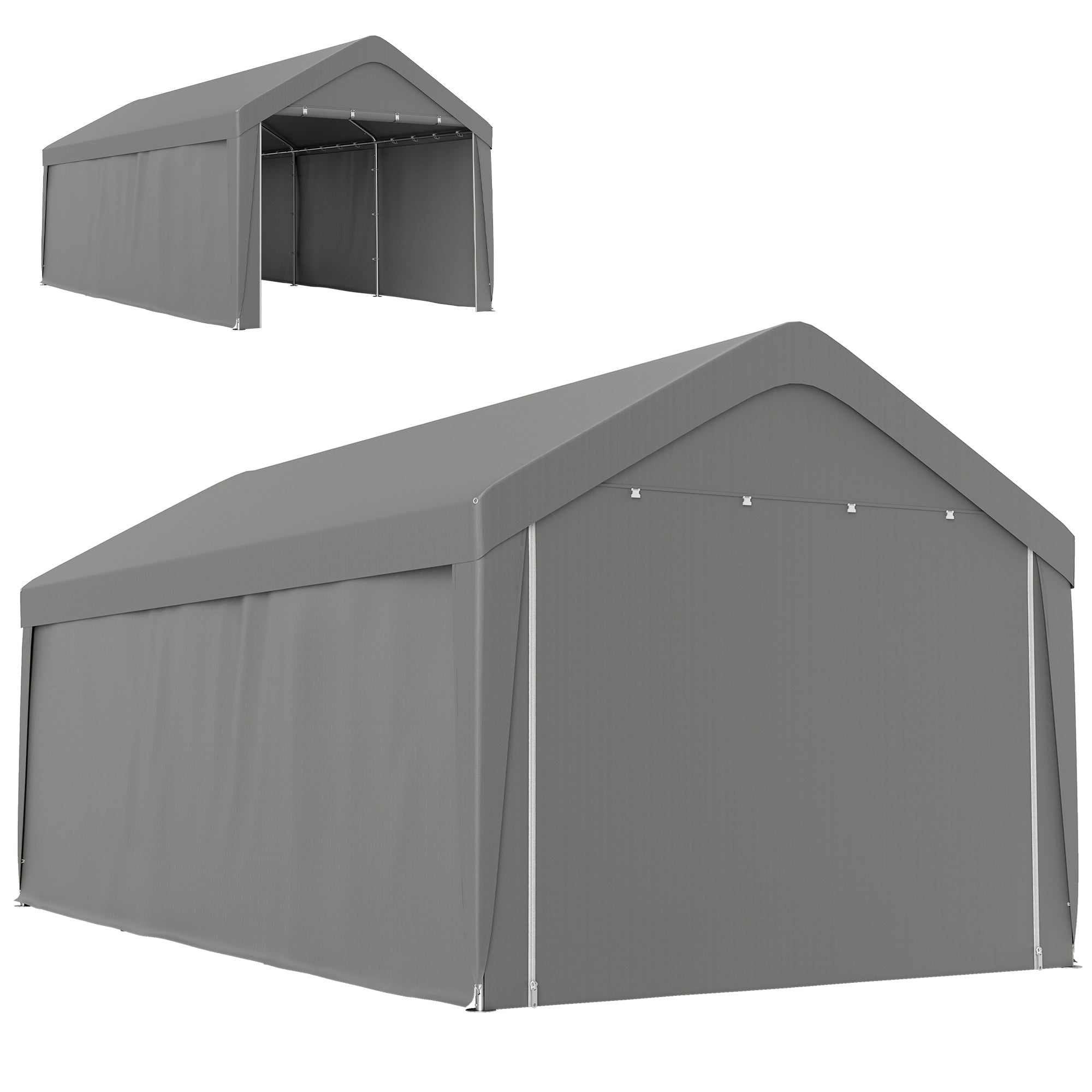 10 x 20 ft Portable Carport Garage - Light Grey-Patio & Garden > Wedding & Events Tents > Car Shelters-DECOROLALA