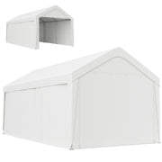 10 x 20 ft Portable Carport Garage - White Steel PE Fabric-Patio & Garden > Wedding & Events Tents > Car Shelters-DECOROLALA