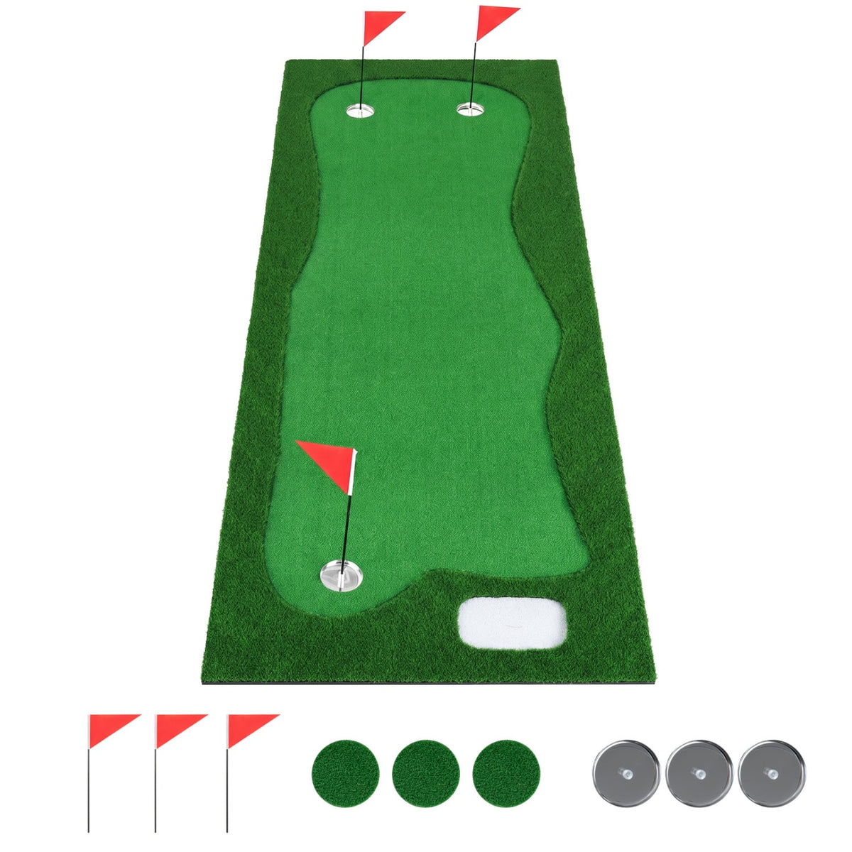 10 x 3.5ft Golf Putting Green with 3 Hole Cups and 3 Flags for Home Backyard Garage Office-Golf-DECOROLALA