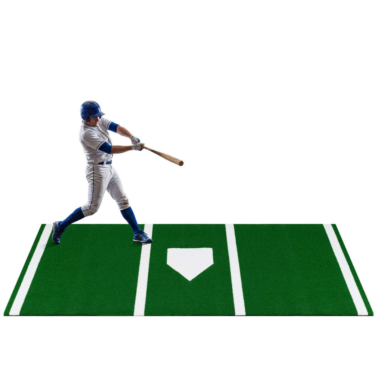 10 x 3.8 ft Baseball and Softball Hitting Mat with Home Plate-Green-Golf-DECOROLALA