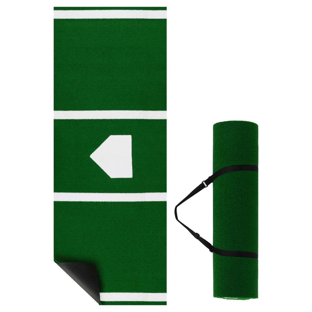 10 x 3.8 ft Baseball and Softball Hitting Mat with Home Plate-Green-Golf-DECOROLALA