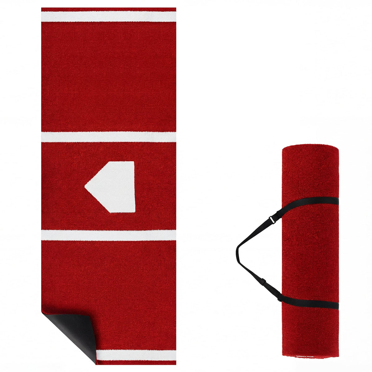 10 x 3.8 ft Baseball and Softball Hitting Mat with Home Plate-Red-Golf-DECOROLALA