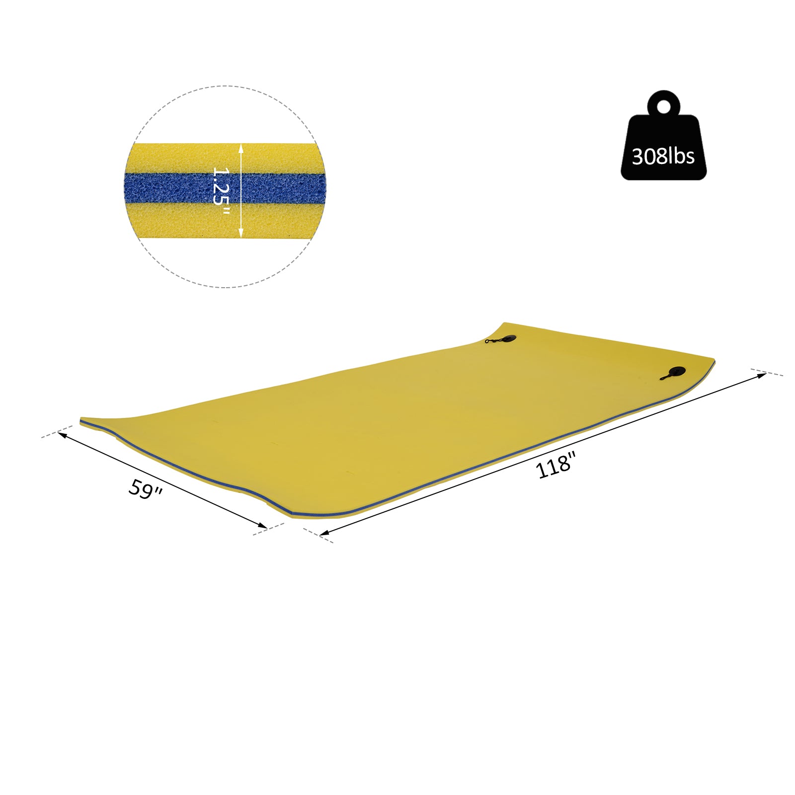 10' x 5' Roll-Up Floating Water Mat - Yellow XPE Foam-DECOROLALA