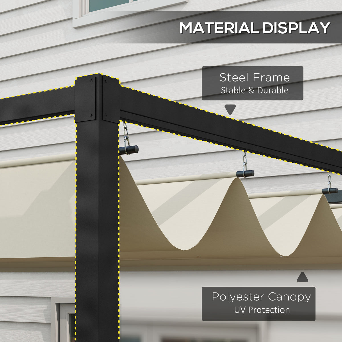 10' x 7' Patio Pergola with Retractable Canopy - Cream White-Pergolas-DECOROLALA