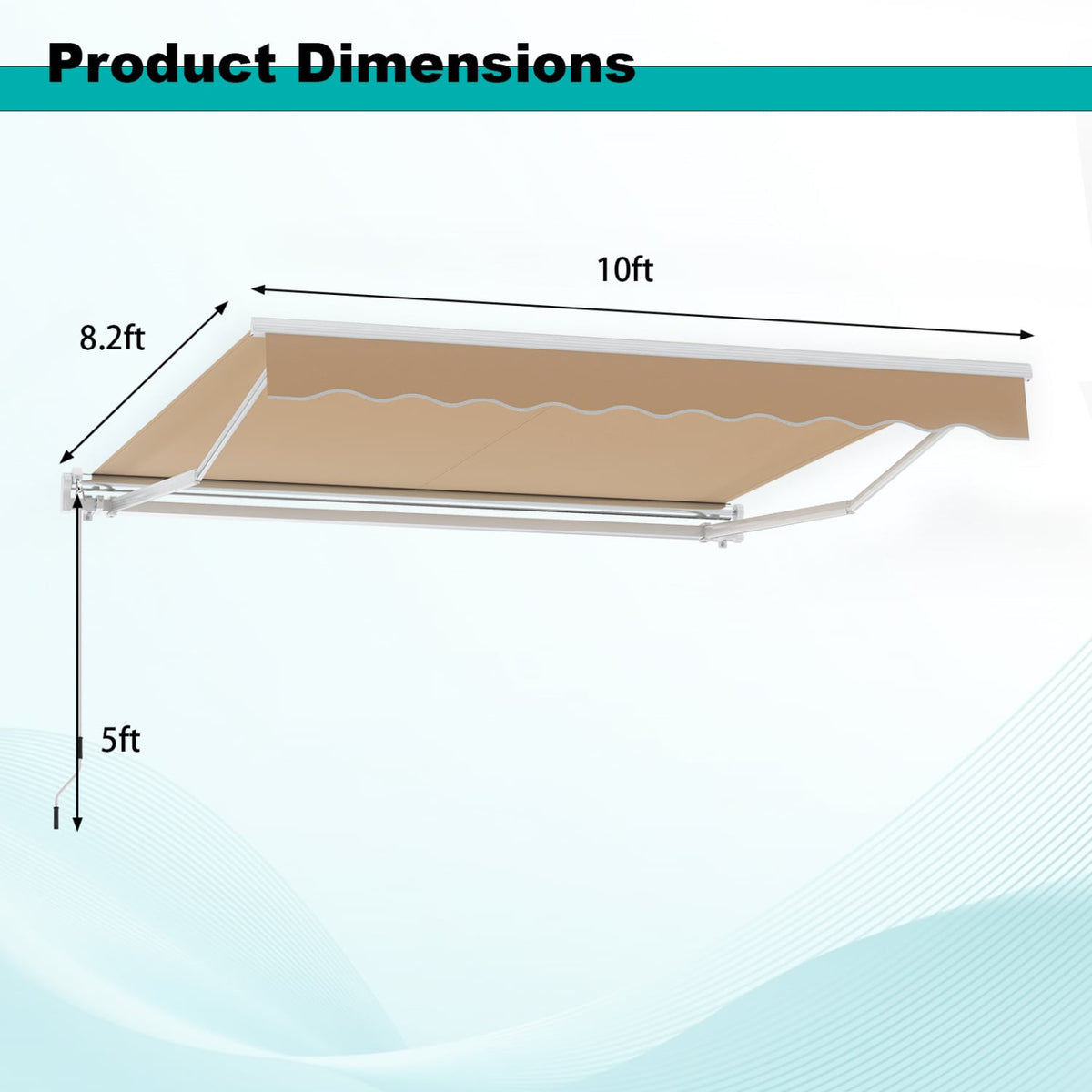 10 x 8.2 Feet Retractable Awning with Easy Opening Manual Crank Handle-Brown-Canopies-DECOROLALA