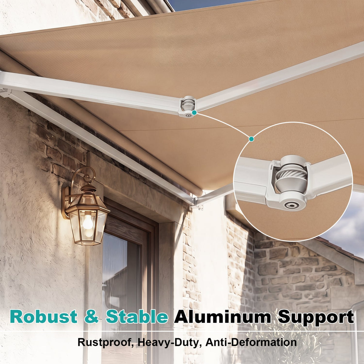 10 x 8.2 Feet Retractable Awning with Easy Opening Manual Crank Handle-Brown-Canopies-DECOROLALA