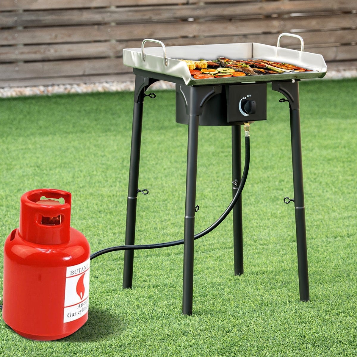 100 000-BTU Portable Propane Outdoor Camp Stove with Adjustable Legs-Outdoor Grills-DECOROLALA