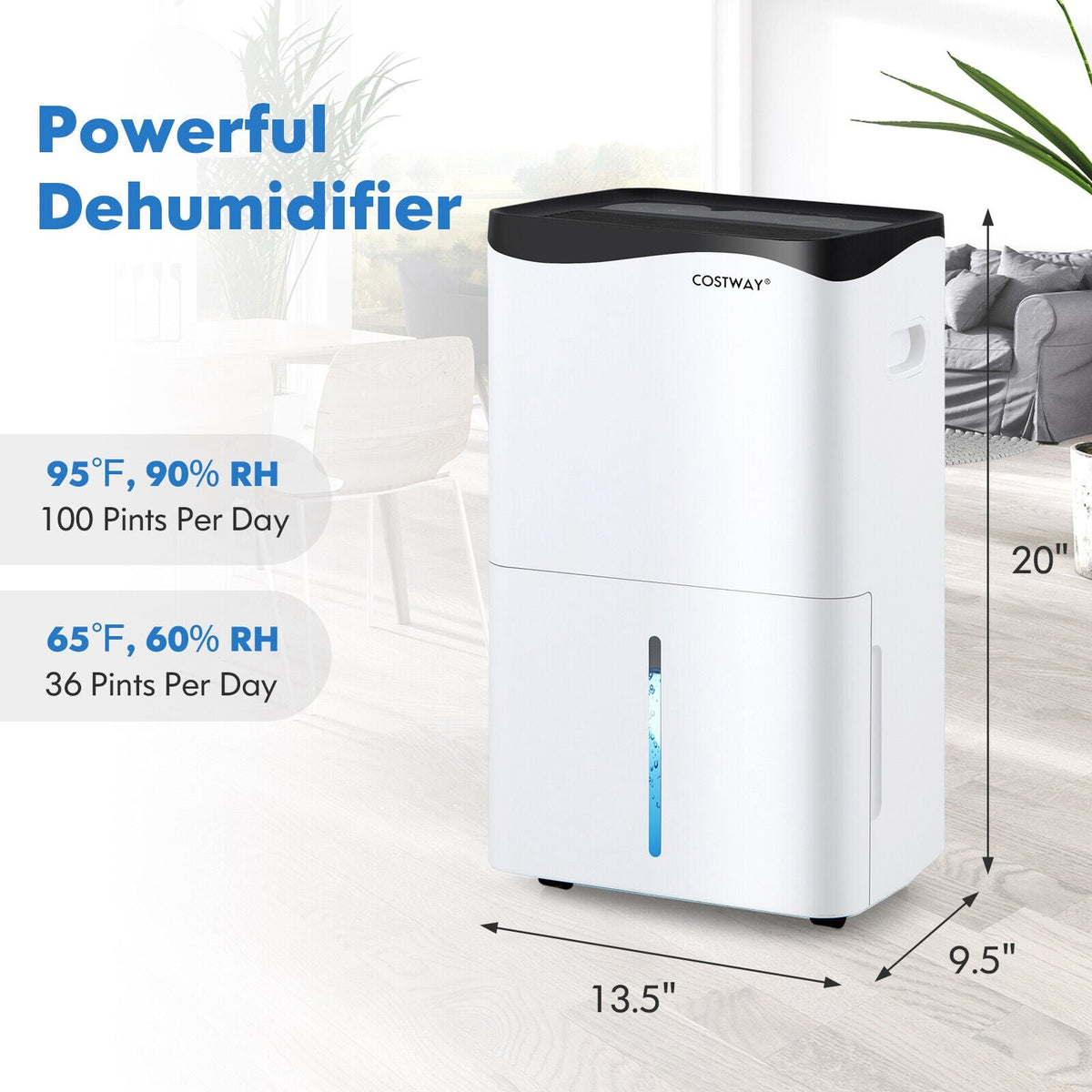 100-Pint Dehumidifier with Smart App and Alexa Control for Home and Basements-White-Dehumidifiers-DECOROLALA