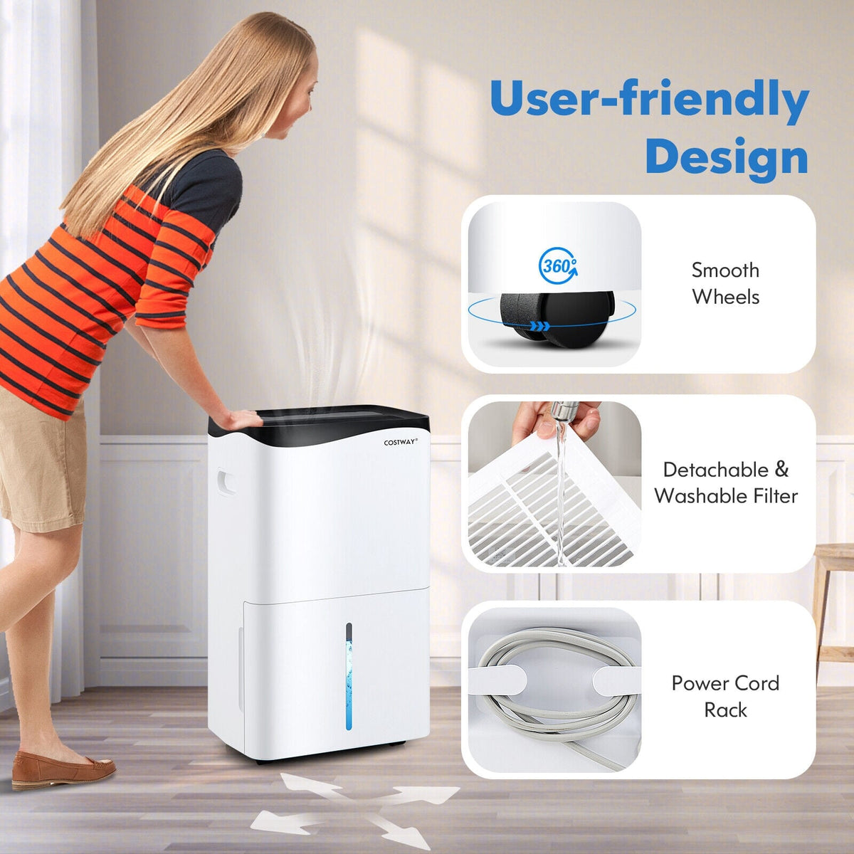 100-Pint Dehumidifier with Smart App and Alexa Control for Home and Basements-White-Dehumidifiers-DECOROLALA