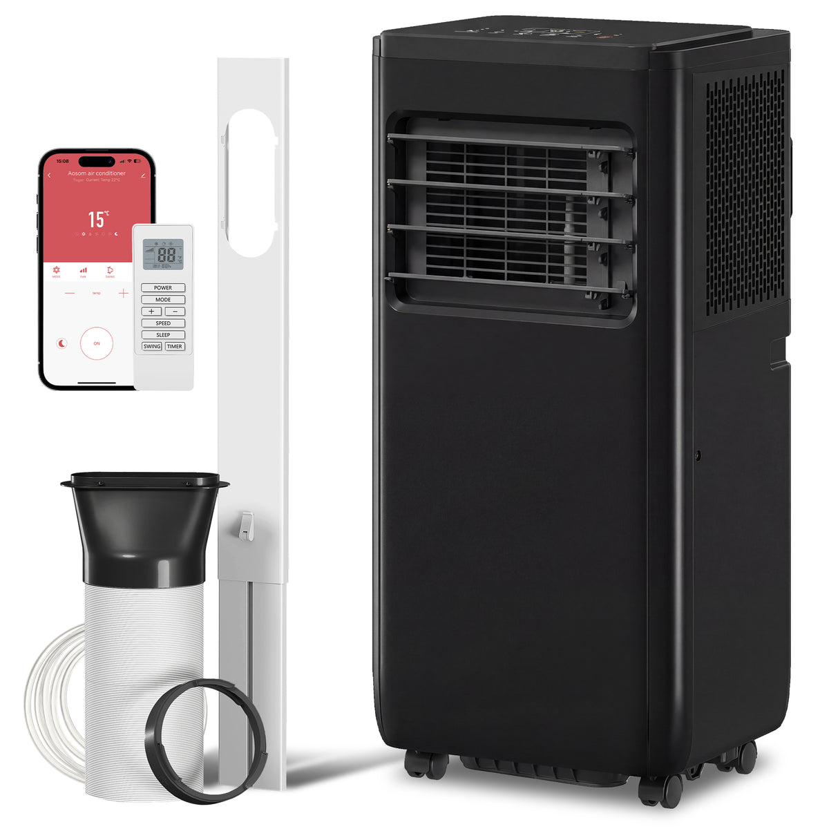 10000 BTU 4-in-1 Portable Air Conditioner with WiFi - Black-Air Conditioner-DECOROLALA