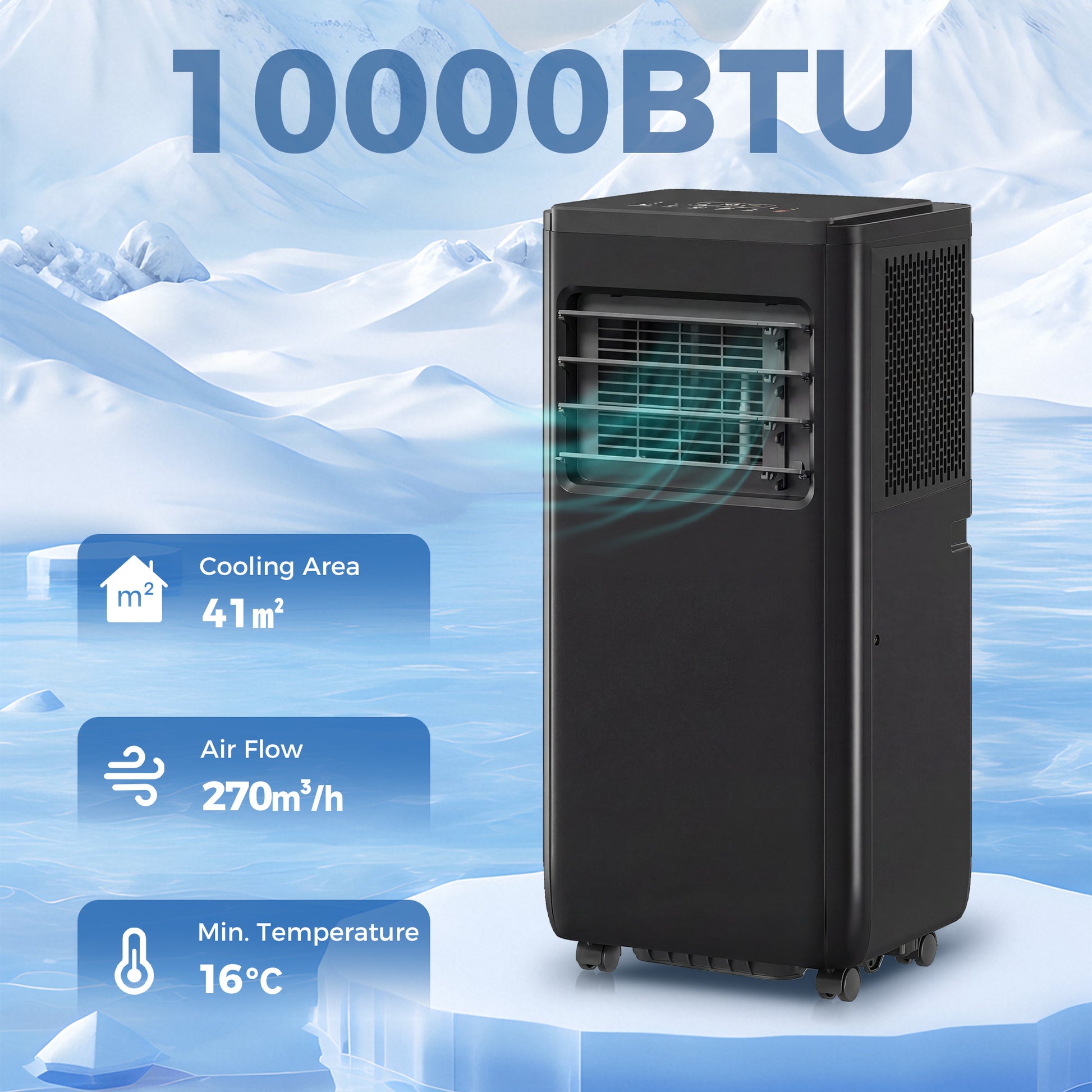 10000 BTU 4-in-1 Portable Air Conditioner with WiFi - Black-Air Conditioner-DECOROLALA