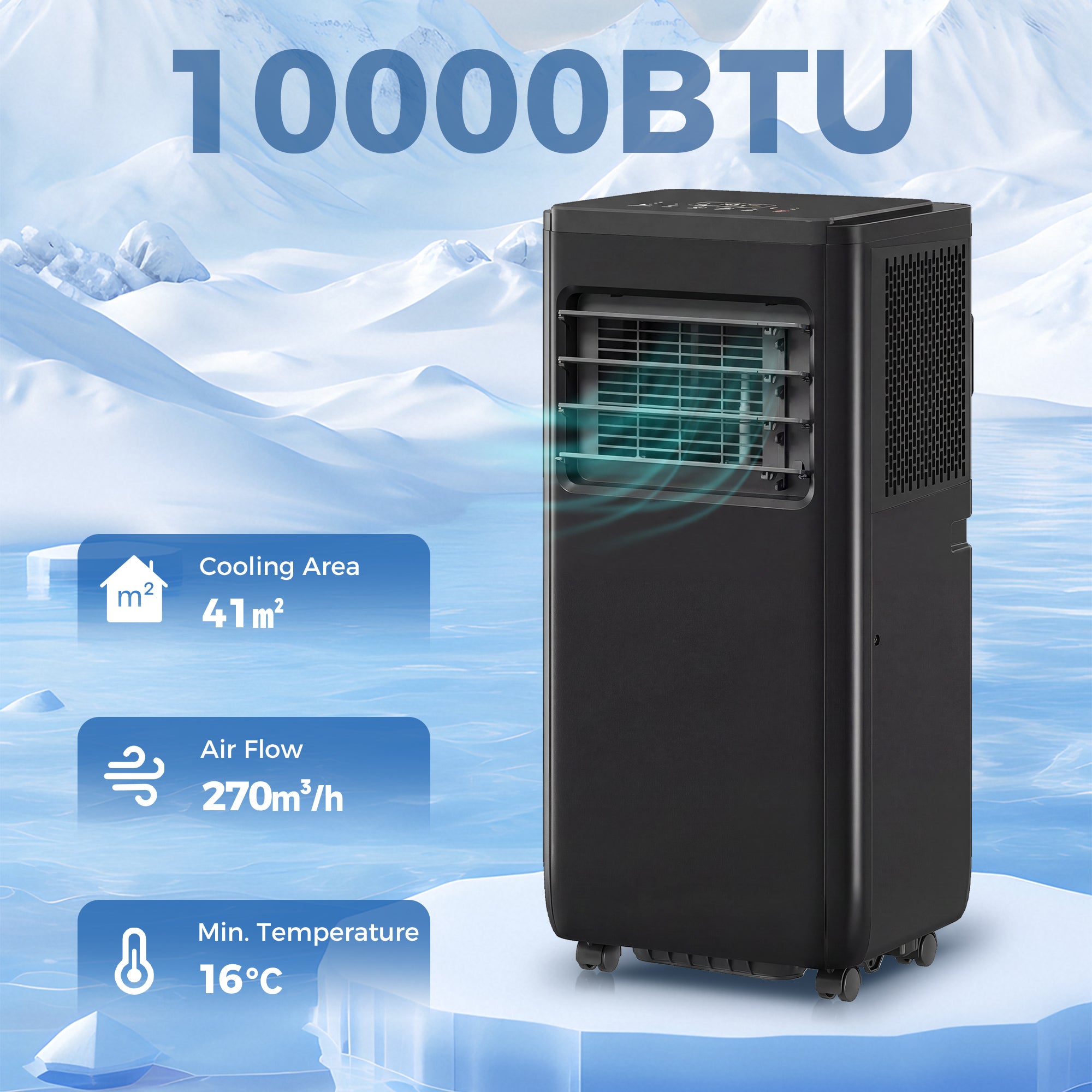 10000 BTU 4-in-1 Portable Air Conditioner with WiFi - Black-Air Conditioner-DECOROLALA
