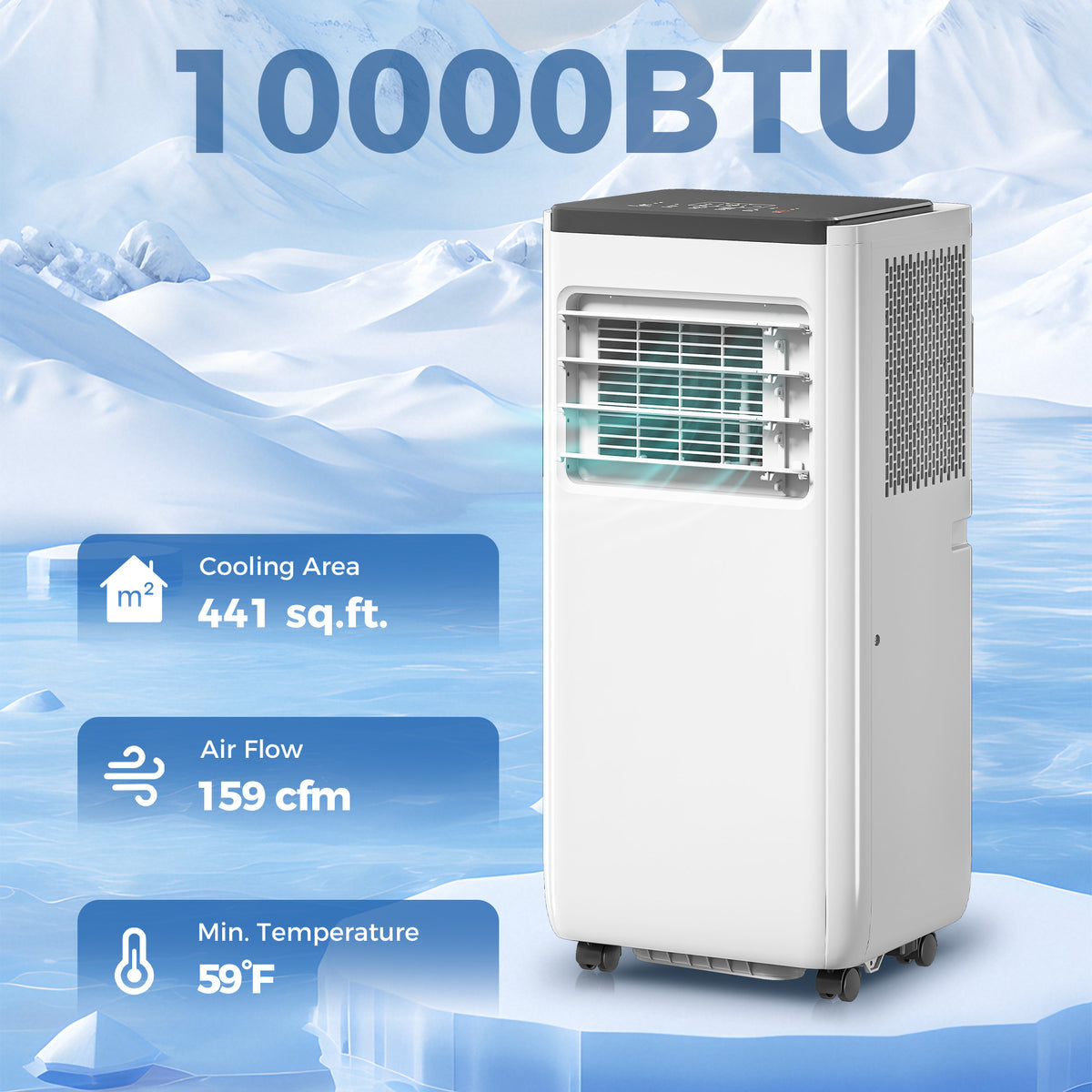 10000 BTU Portable 4-in-1 Air Conditioner - WiFi White-Air Conditioner-DECOROLALA