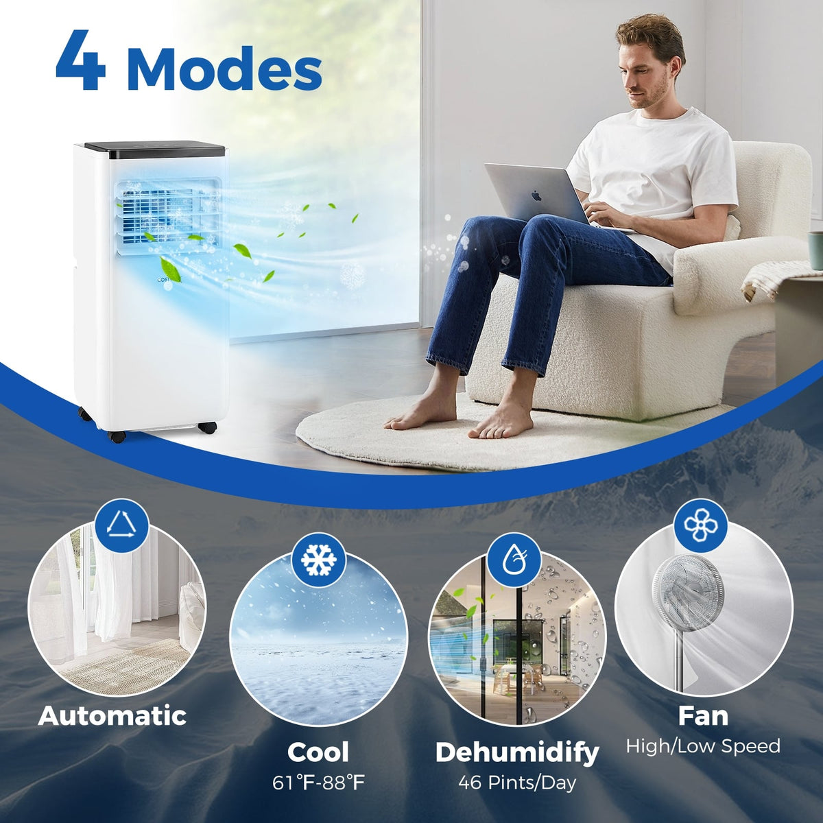 10000 BTU Portable Air Conditioner with Remote Control Cools up to 350 Sq.Ft-Portable Air Conditioners-DECOROLALA