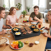 1000W Electric Grill Griddle with 4 Nonstick Woks and Wooden Spatulas for Pancakes-Cookware & Bakeware-DECOROLALA