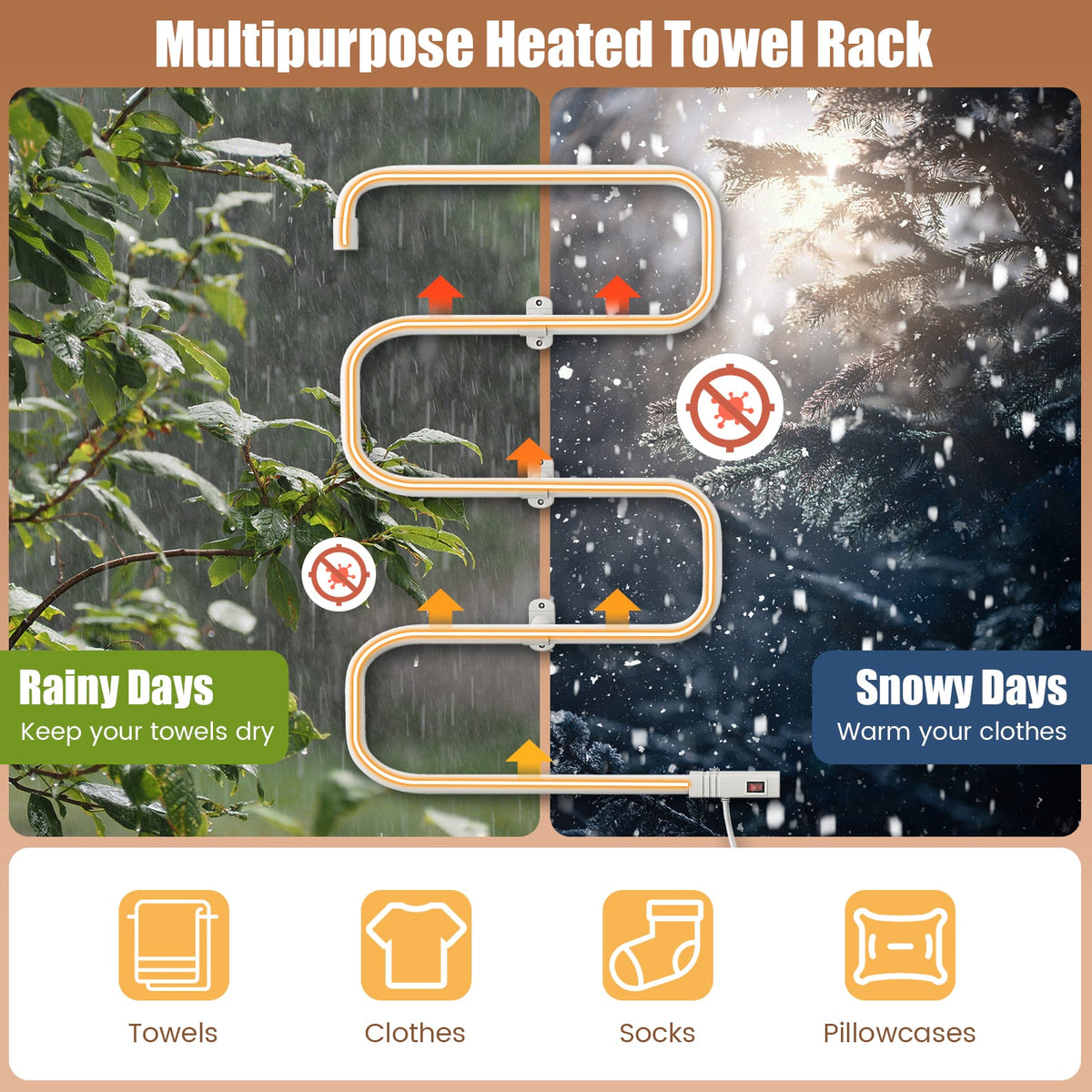 100W Electric Towel Warmer Drying Rack-Towel Racks-DECOROLALA