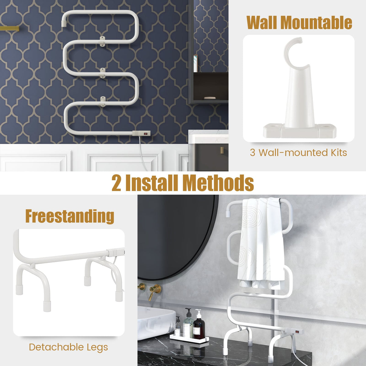 100W Electric Towel Warmer Drying Rack-Towel Racks-DECOROLALA