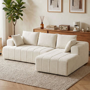 101" Modular Sectional Sofa Bed with Chaise - Beige Chenille-L-Shaped Sofas-DECOROLALA
