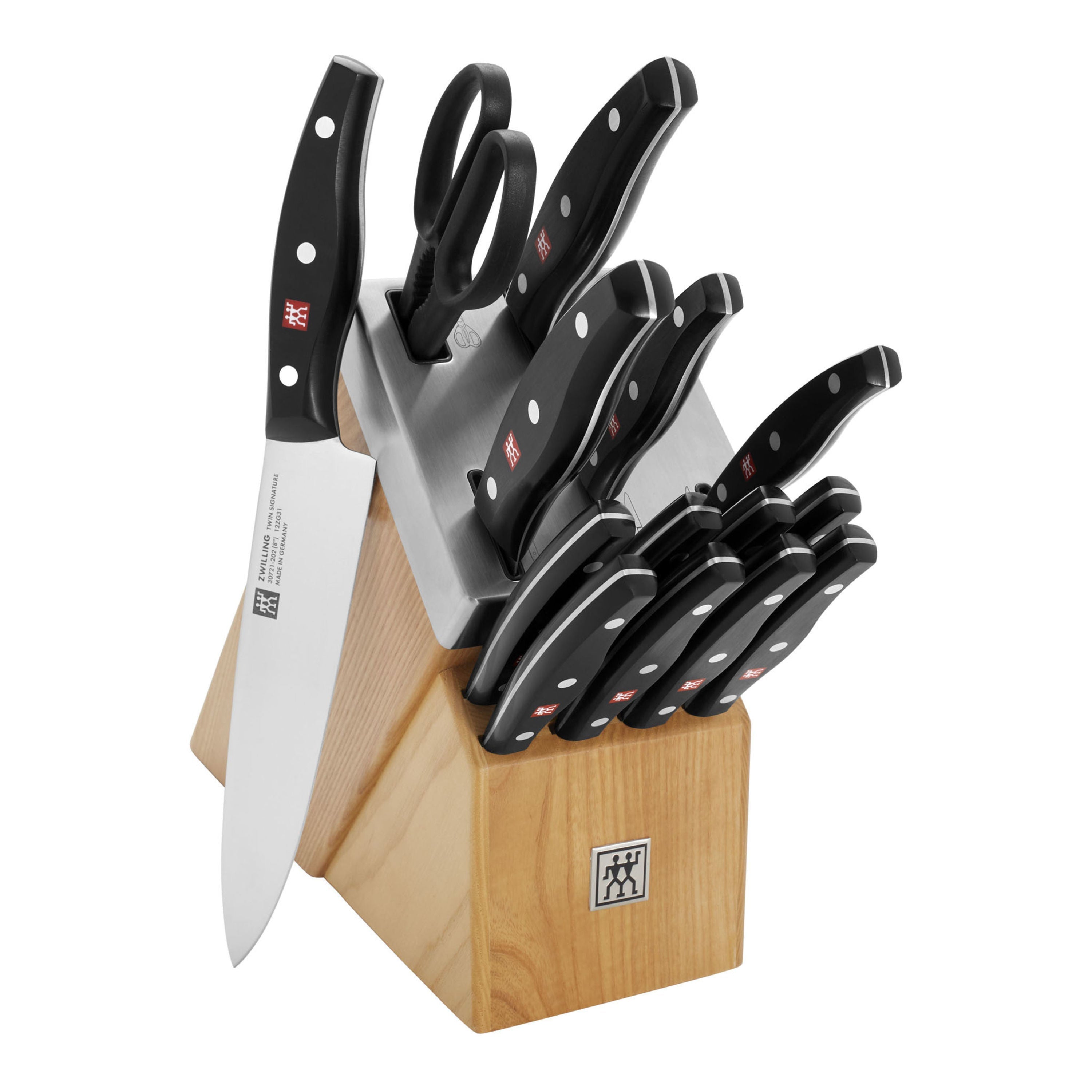 ZWILLING TWIN Signature 15 Piece Self Sharpening Block Set, Nature-n/a-DECOROLALA
