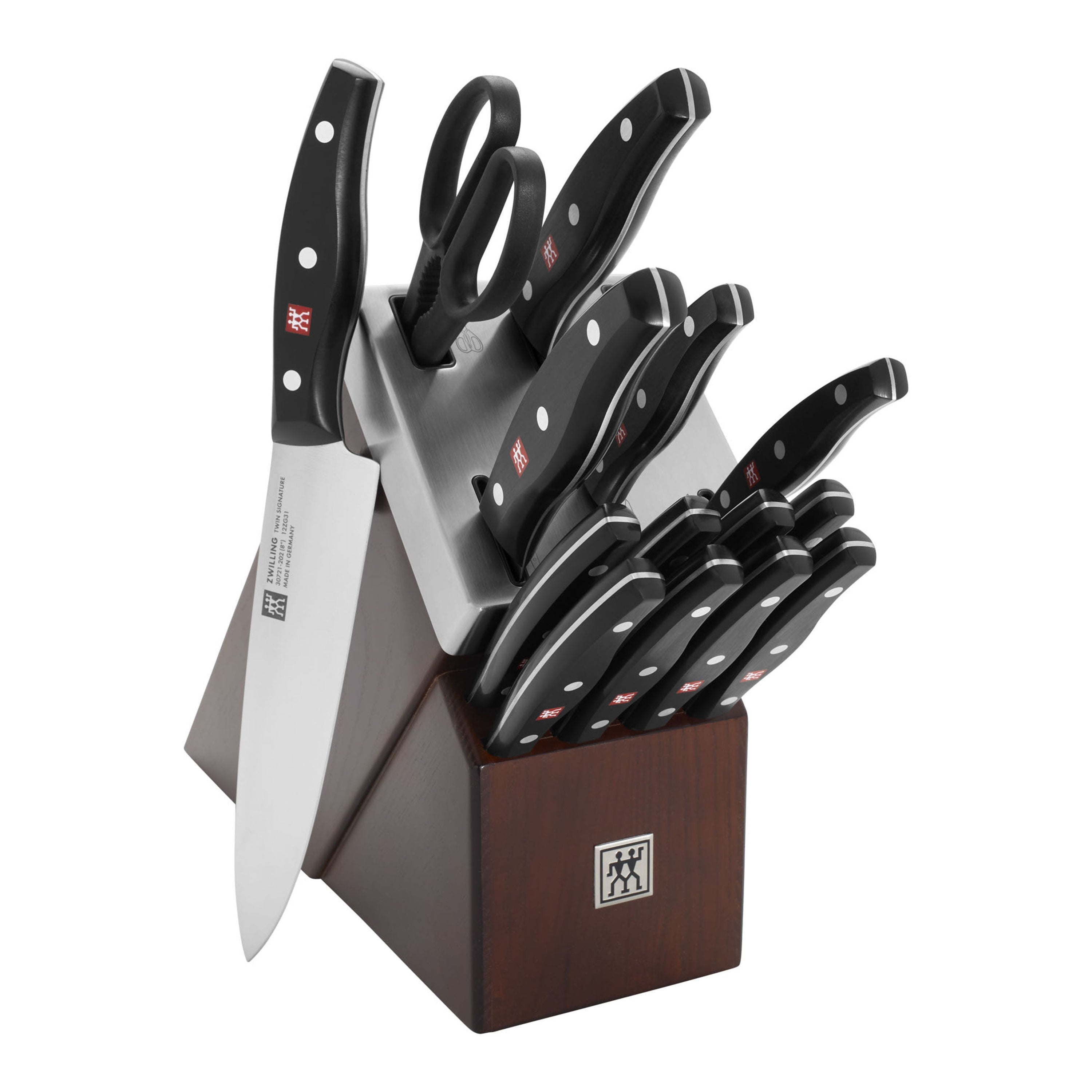ZWILLING TWIN Signature 15 Piece Self Sharpening Block Set, Brown-n/a-DECOROLALA