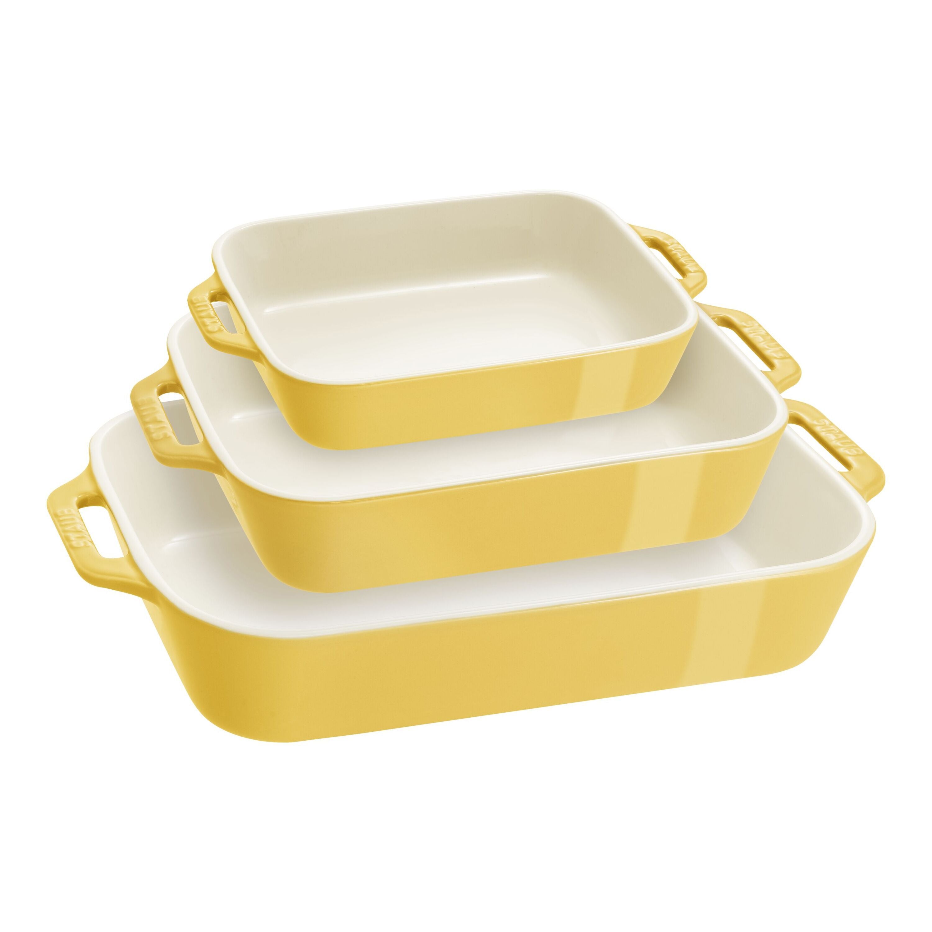 STAUB Ceramique Rectangular Baking Dish Set Citron 3 Piece-n/a-DECOROLALA