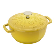 STAUB La Cocotte 1.1 L Cast Iron Round French Oven Marguerite, Citron-n/a-DECOROLALA