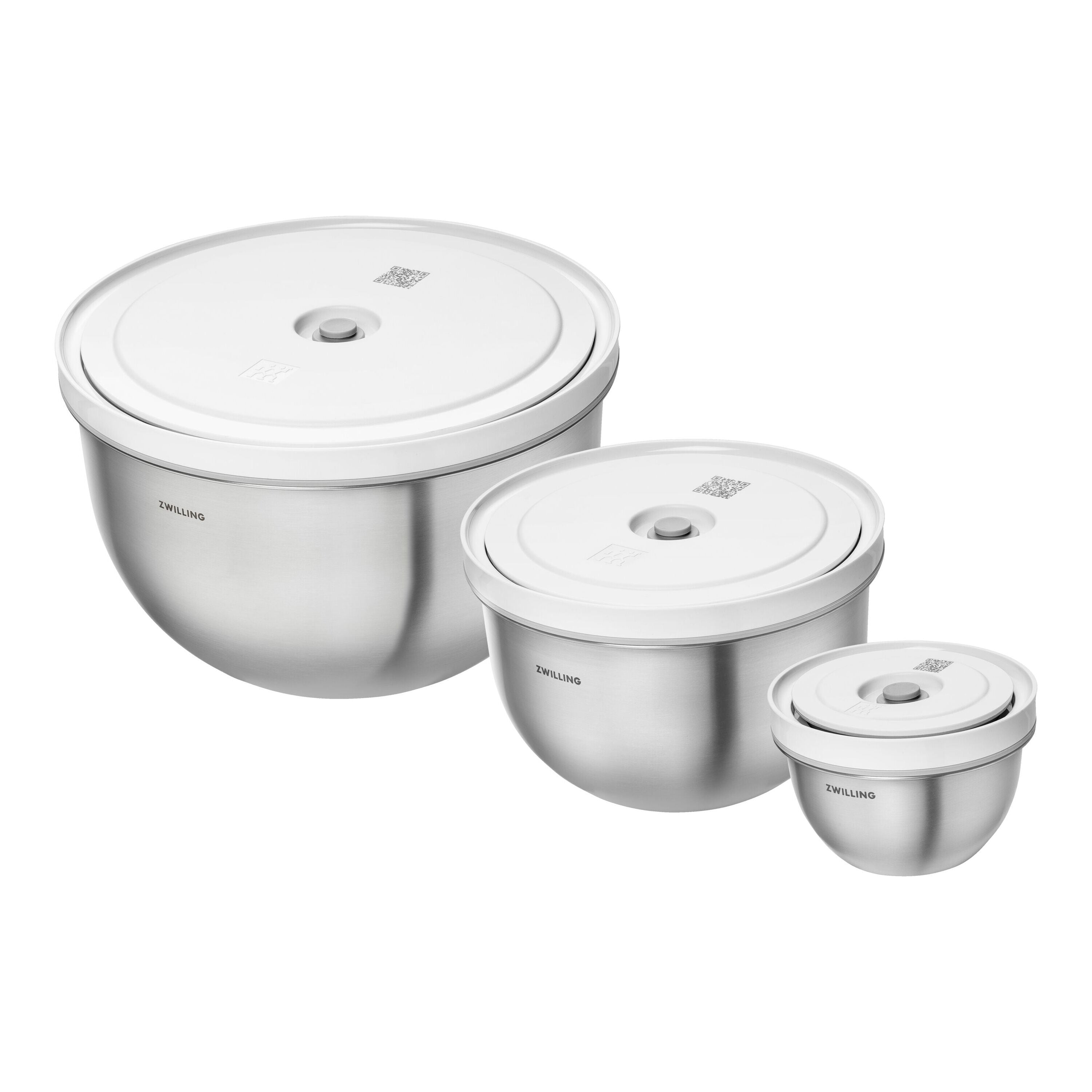ZWILLING Fresh & Save BOWLS Vacuum Bowl Set S/M/L / 6 Piece Stainless Steel, Silver-White-n/a-DECOROLALA