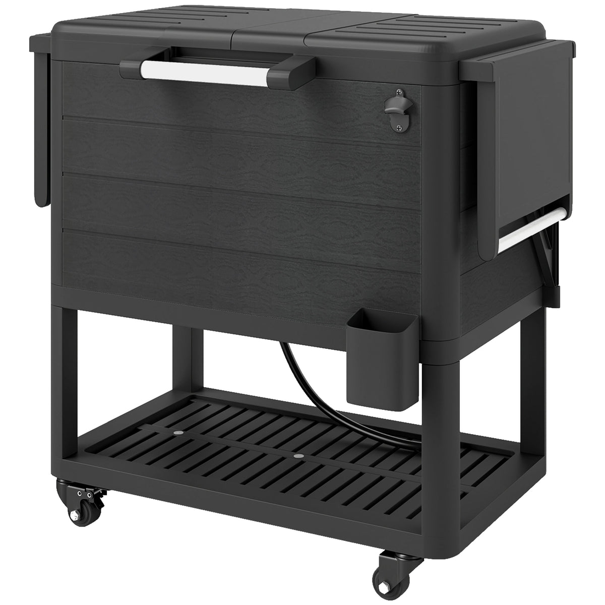 104 Quart Outdoor Cooler Cart - Black Rolling Ice Chest-Coolers-DECOROLALA