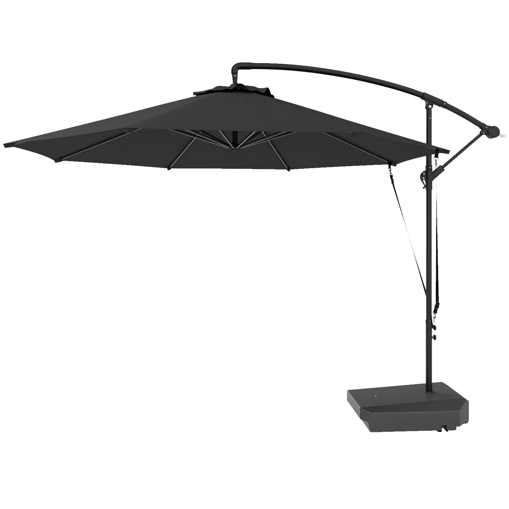 10FT Cantilever Umbrella UPF50+ Grey with Base & Cover-DECOROLALA