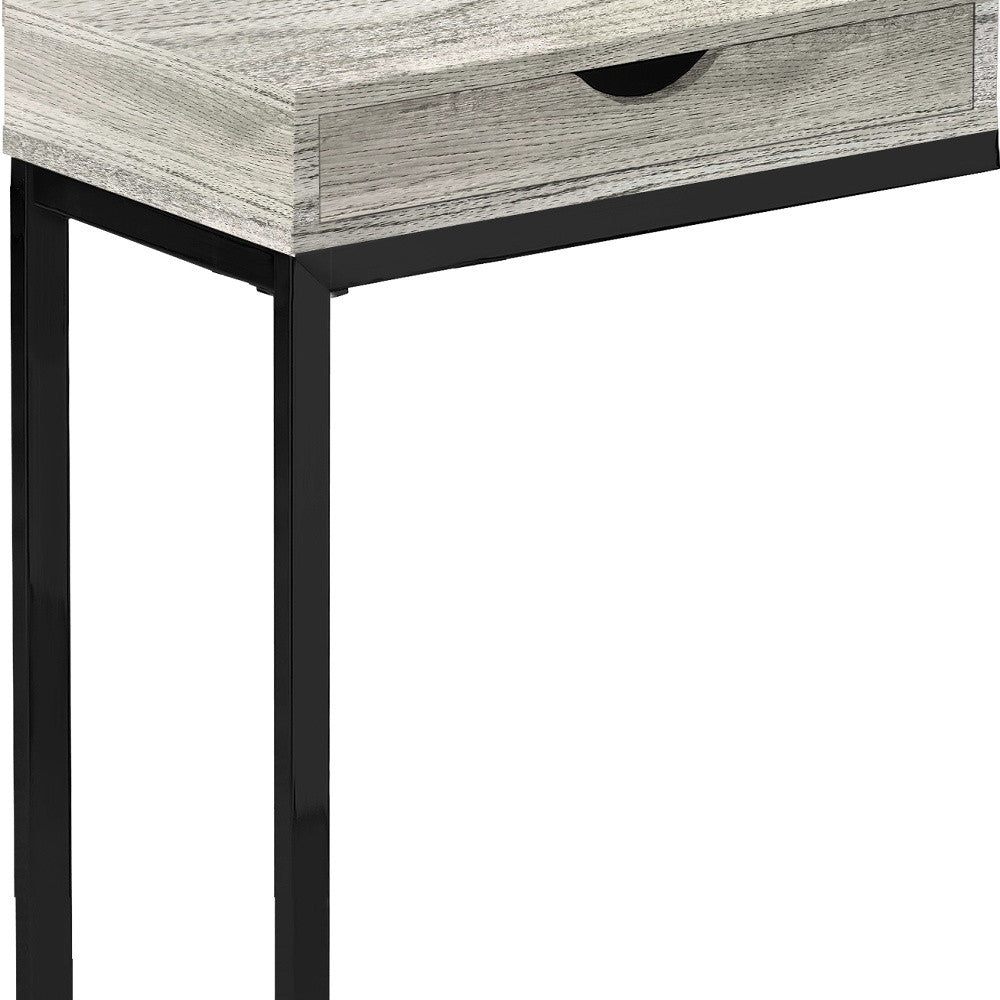 10.25" X 15.75" X 24.5" Cappuccino Finish And Gold Laminated Drawer Accent Table-Tray Tables-DECOROLALA