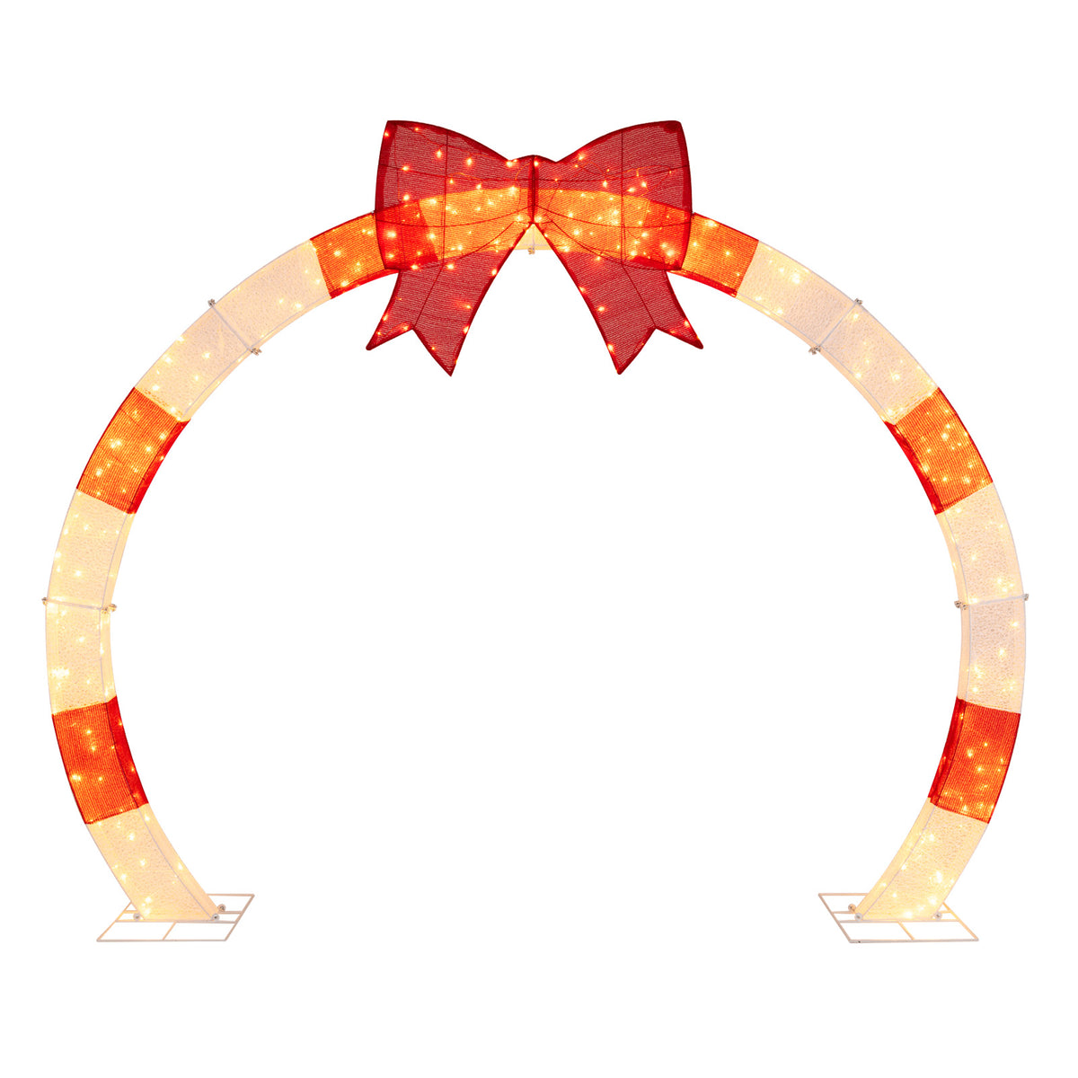 10.4 Feet Christmas Archway with Large Bow and LED Lights-Christmas Decorations & Accessories-DECOROLALA
