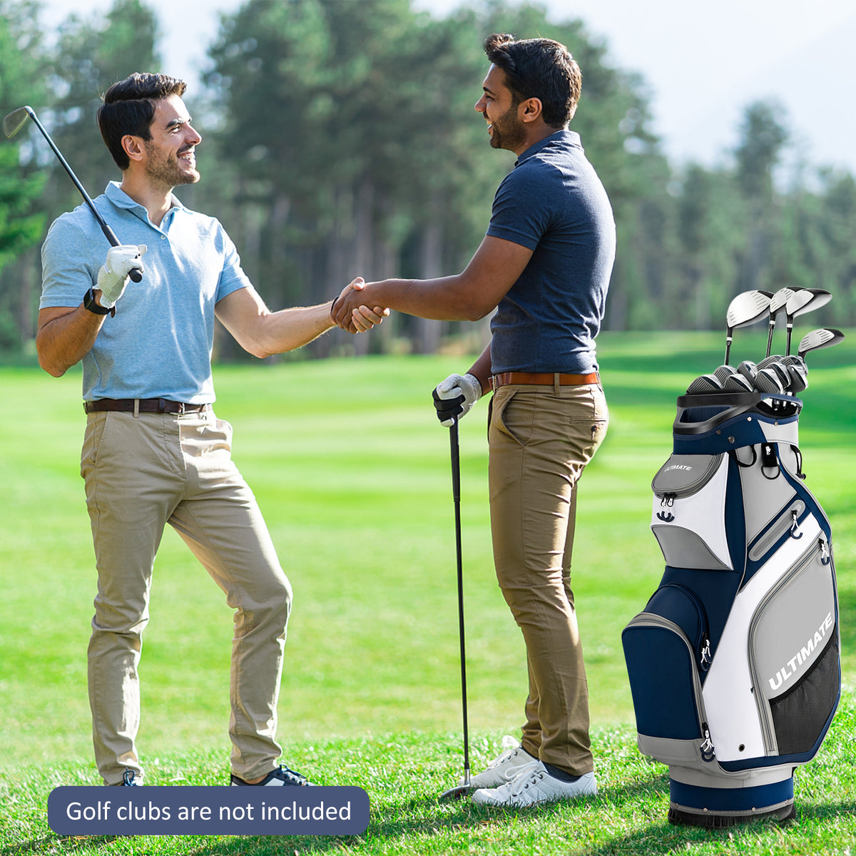 10.5 Inch Golf Stand Bag with 14 Way Dividers and 7 Zippered Pockets-Navy-Golf-DECOROLALA
