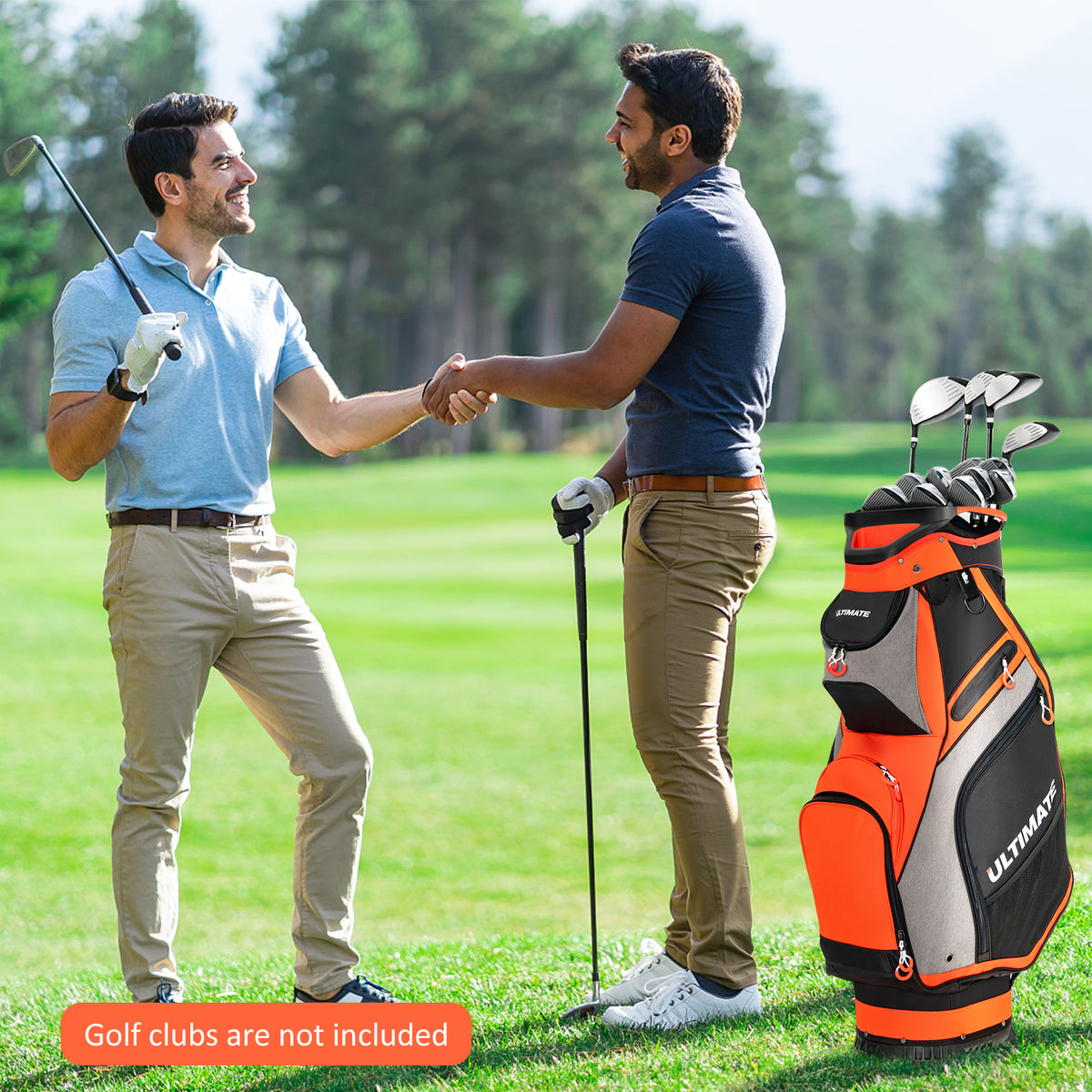 10.5 Inch Golf Stand Bag with 14 Way Dividers and 7 Zippered Pockets-Orange-Golf-DECOROLALA
