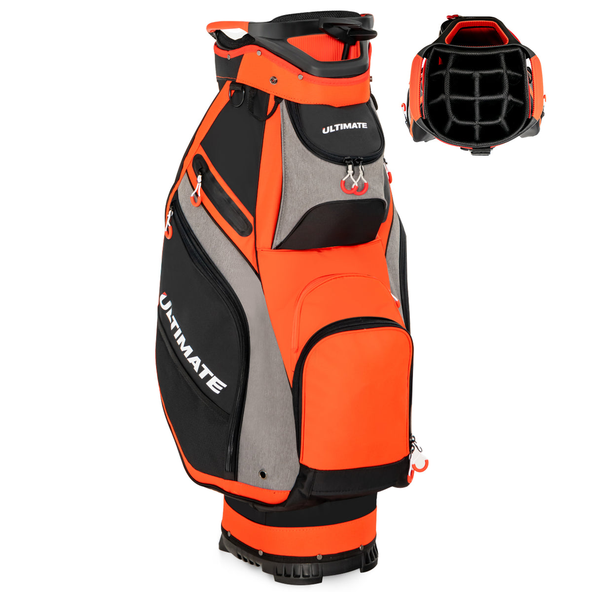10.5 Inch Golf Stand Bag with 14 Way Dividers and 7 Zippered Pockets-Orange-Golf-DECOROLALA