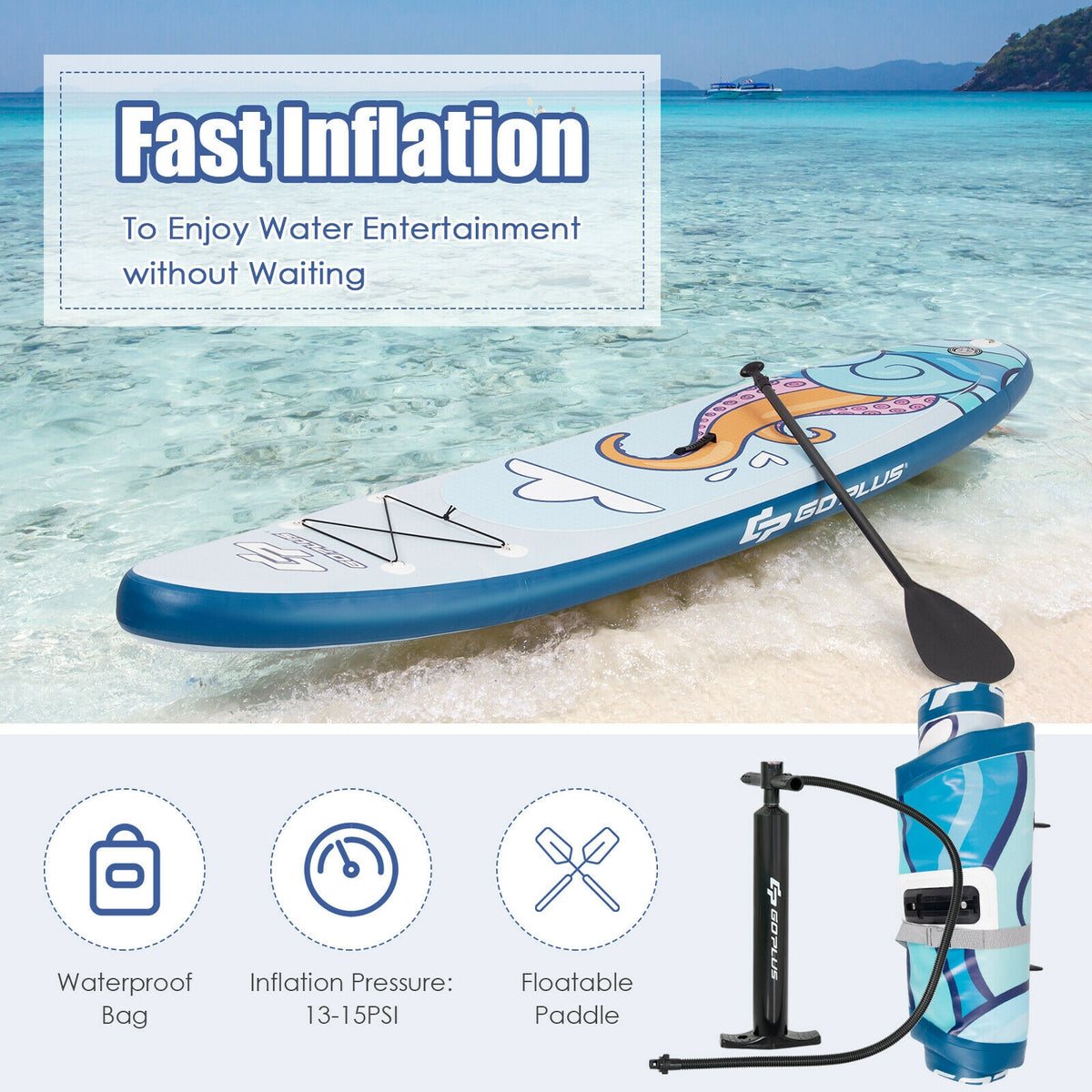 10.5 feet Inflatable Stand Up Paddle Board Surfboard with Aluminum Paddle Pump-10.5 feet-Surfing-DECOROLALA