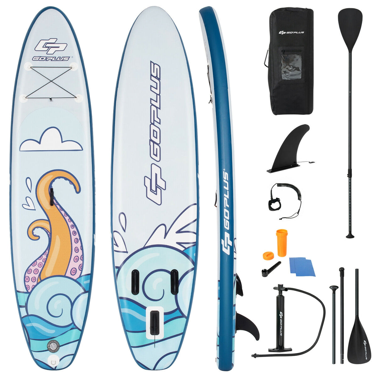 10.5 feet Inflatable Stand Up Paddle Board Surfboard with Aluminum Paddle Pump-10.5 feet-Surfing-DECOROLALA