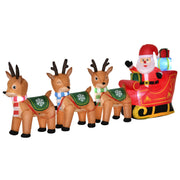 10.5ft Inflatable Santa on Sleigh with 3 Deer and LED Lights-Home Furnishings > Holiday & Seasonal > Christmas Decorations > Christmas Inflatables-DECOROLALA