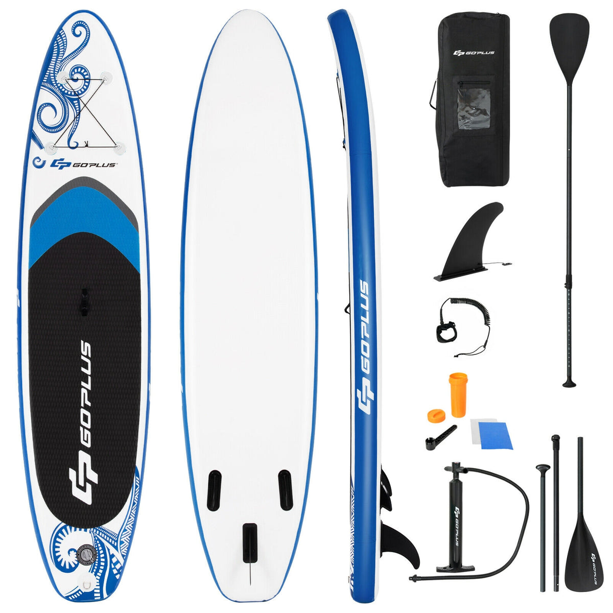 10.6-Feet Inflatable Adjustable Paddle Board with Carry Bag-Surfing-DECOROLALA