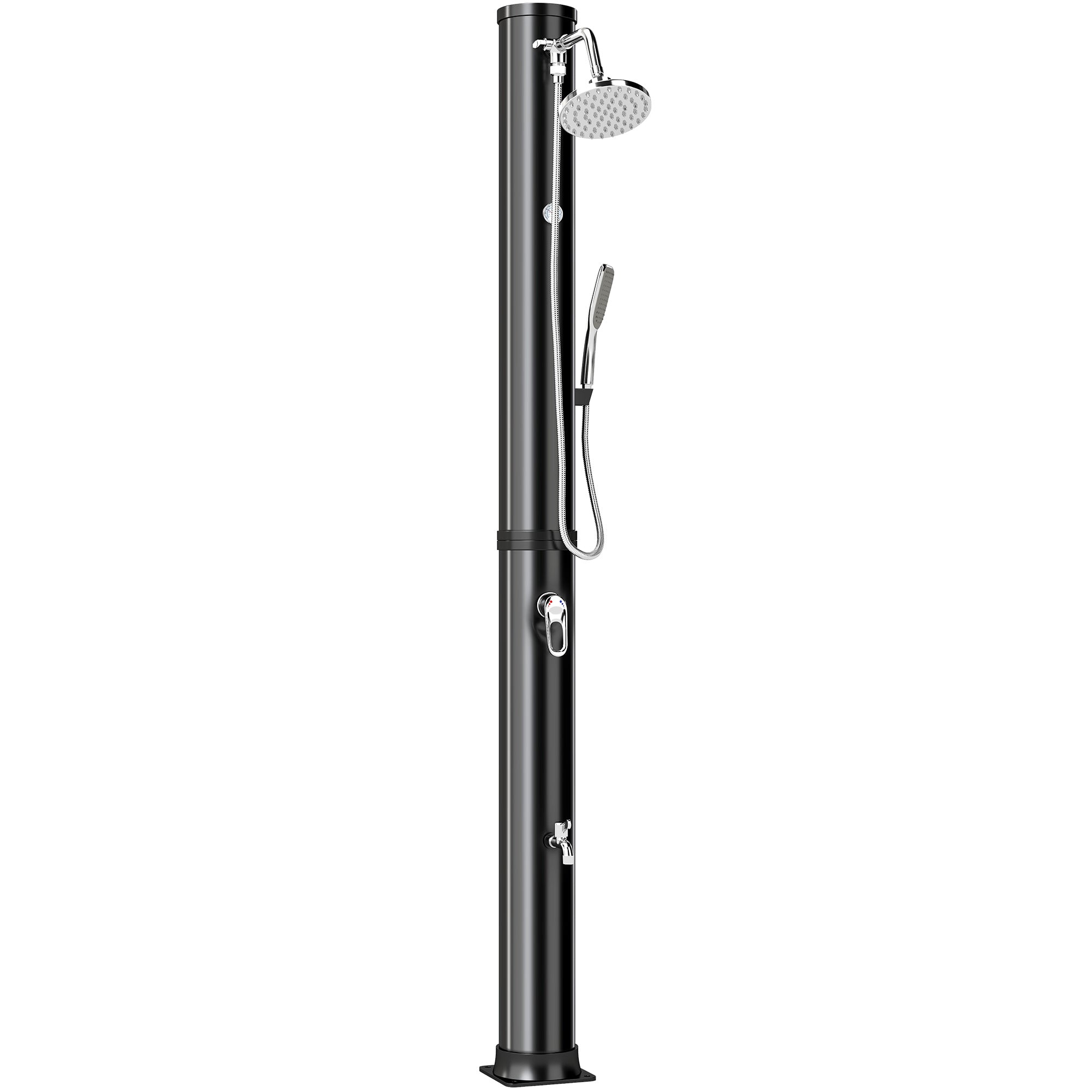10.6 Gal Solar Heated Outdoor Shower - Black 7.2 FT-DECOROLALA