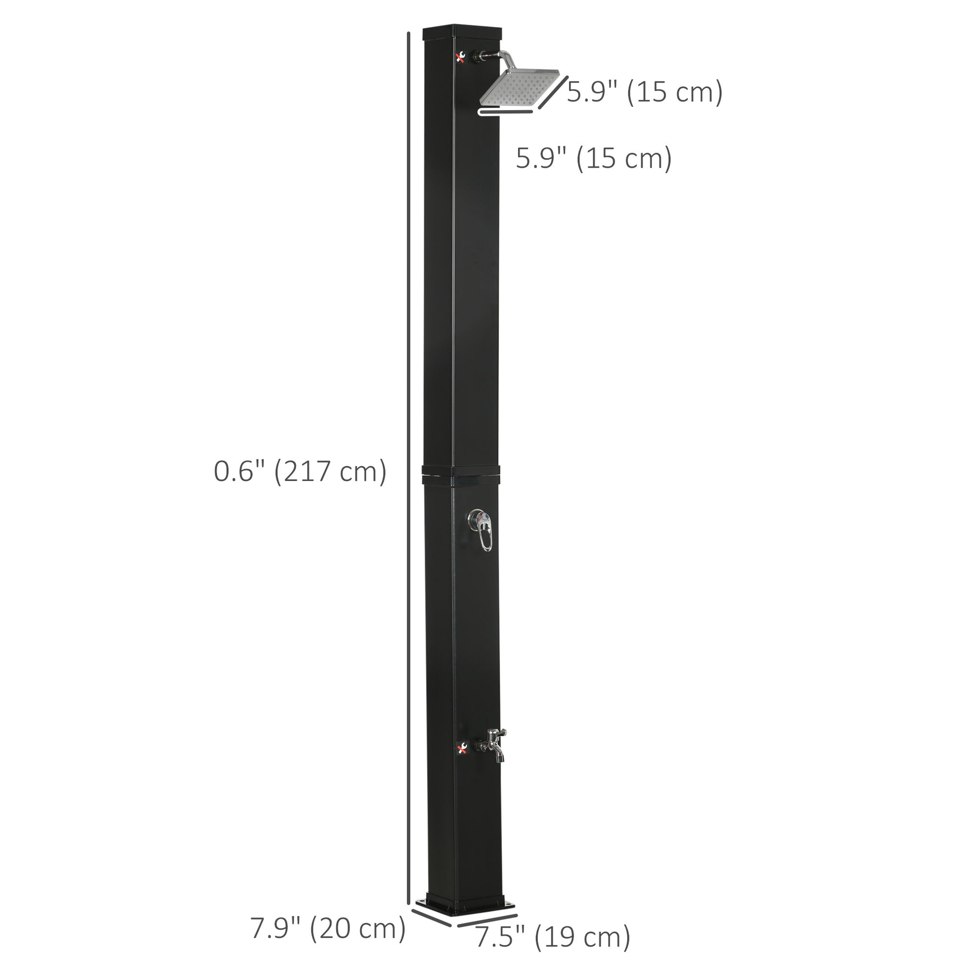 10.6 Gallon Solar Heated Outdoor Shower with Foot Wash - Black-DECOROLALA