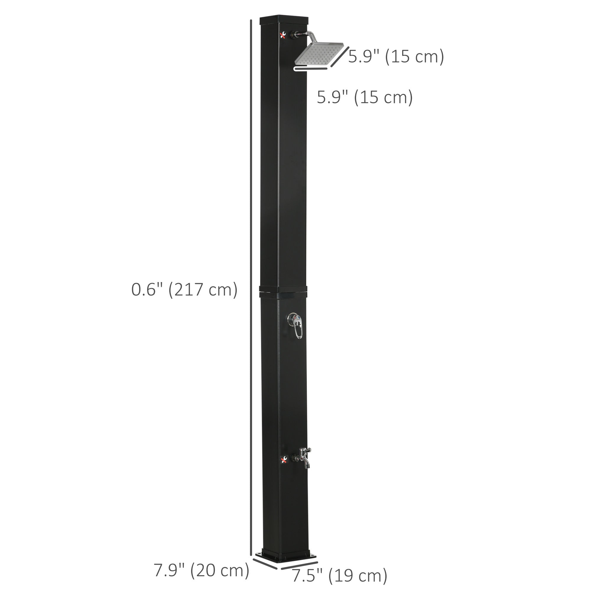 10.6 Gallon Solar Heated Outdoor Shower with Foot Wash - Black-DECOROLALA