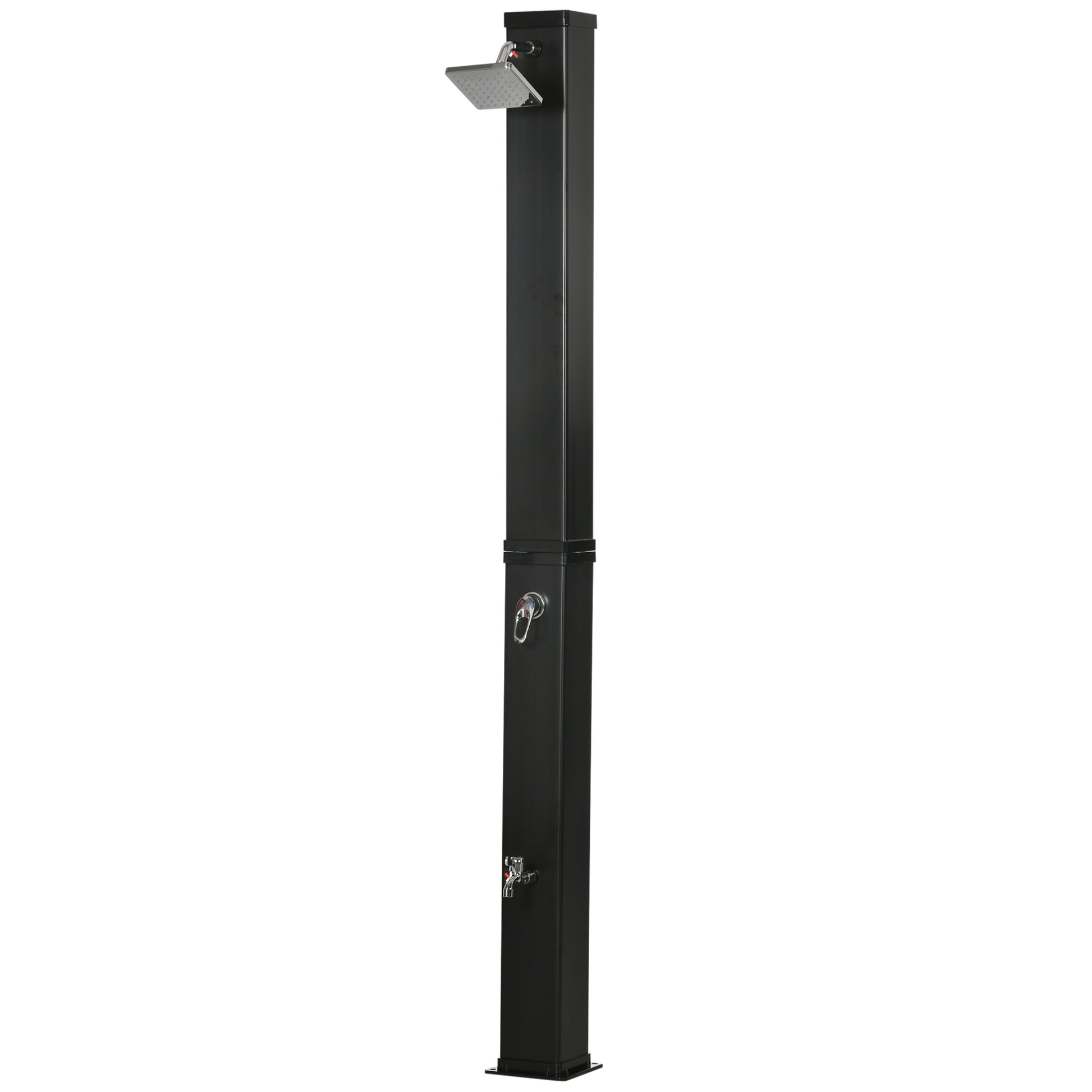 10.6 Gallon Solar Heated Outdoor Shower with Foot Wash - Black-DECOROLALA