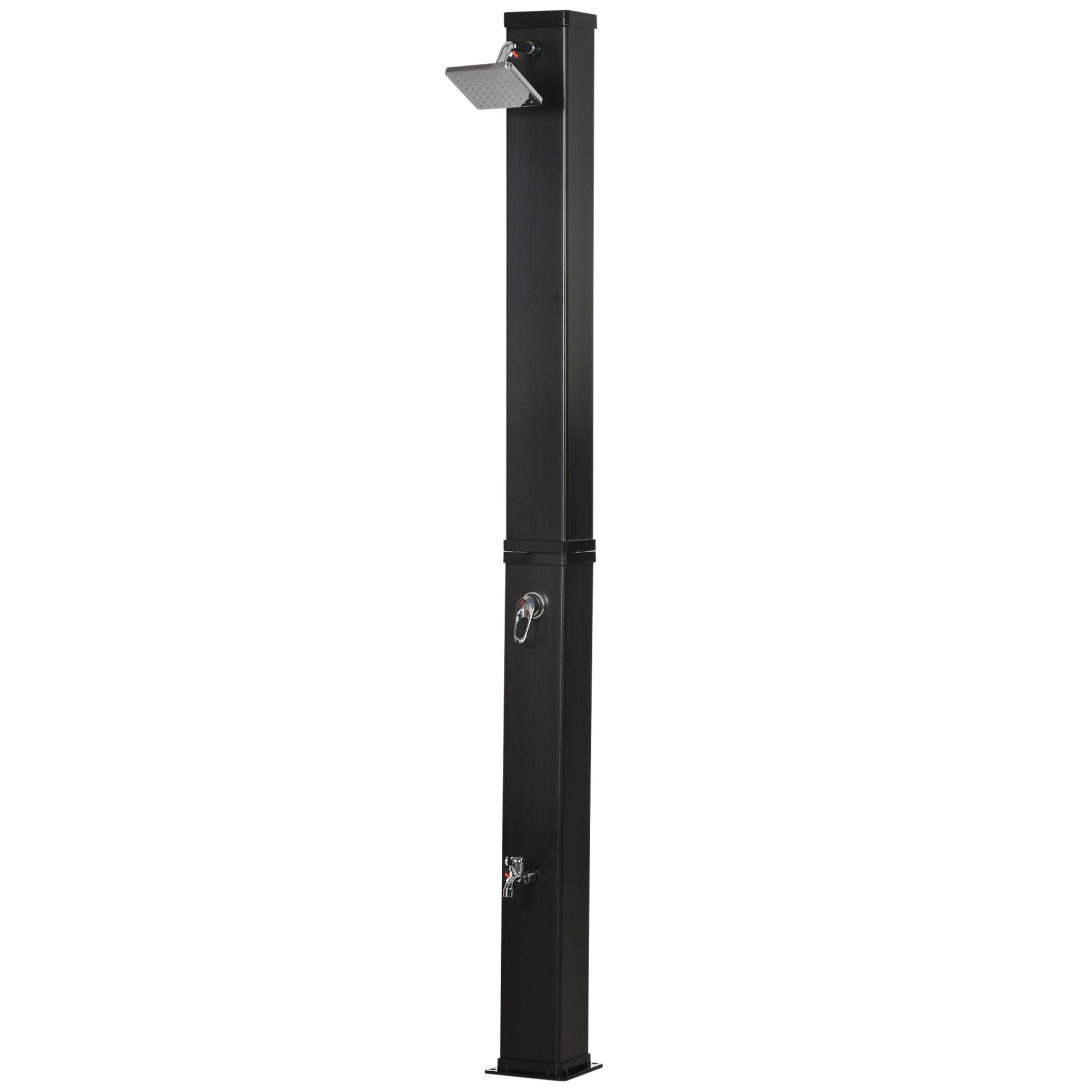 10.6 Gallon Solar Heated Outdoor Shower with Foot Wash - Black-DECOROLALA