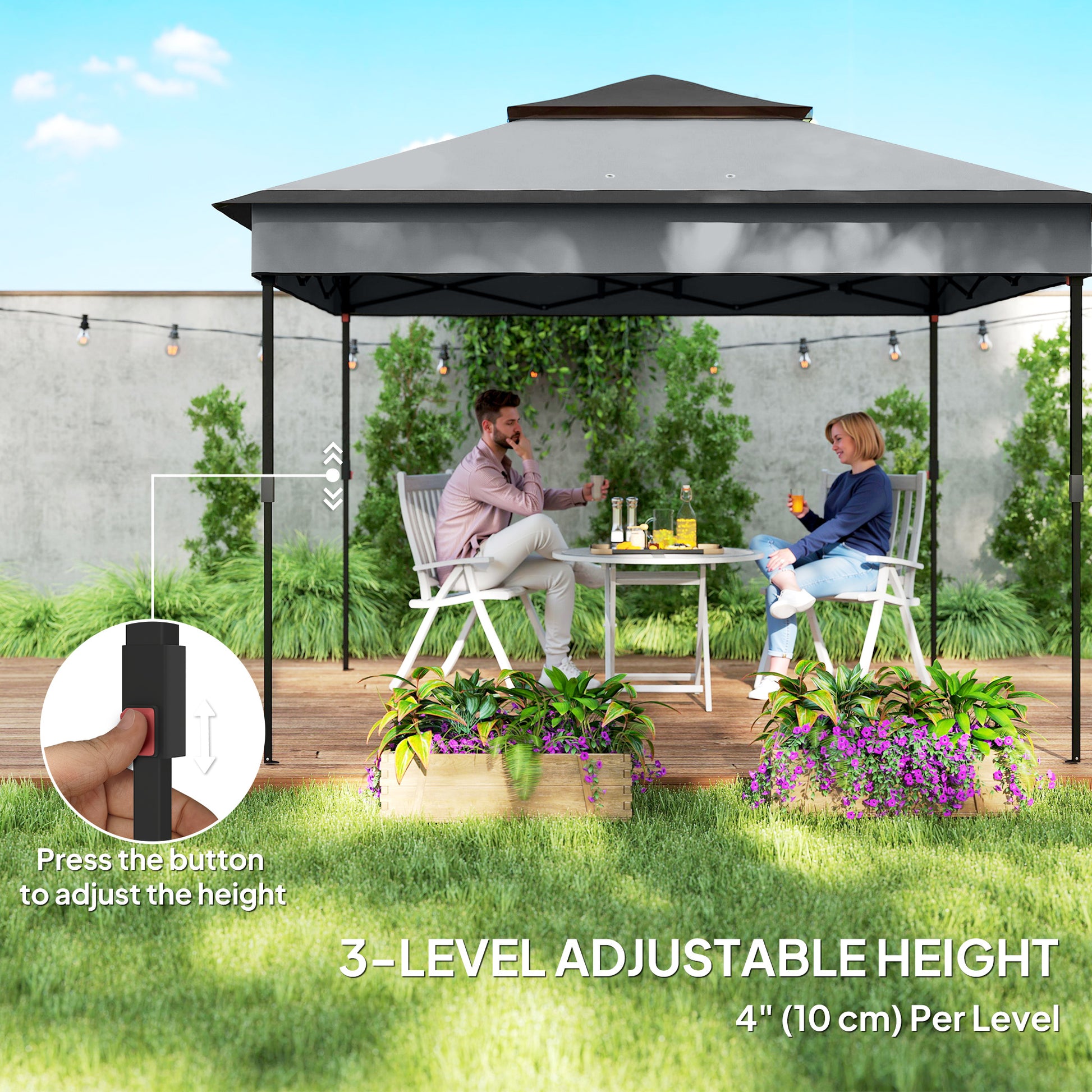 10.7x10.7ft Pop Up Gazebo UV30+ Dark Grey-DECOROLALA