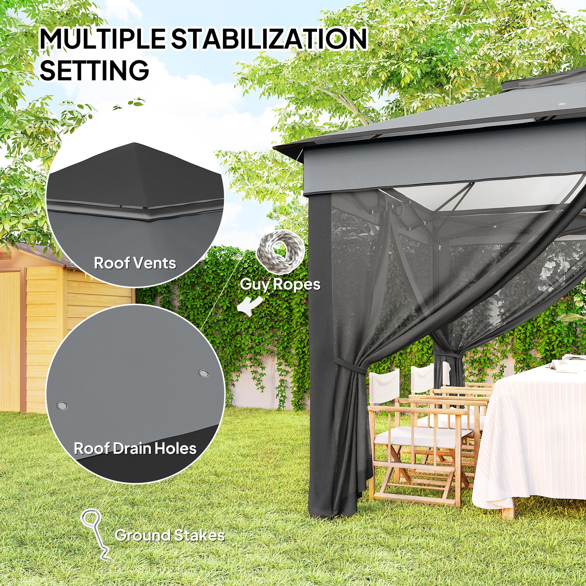 10.7x10.7ft Pop Up Gazebo UV30+ Dark Grey-DECOROLALA
