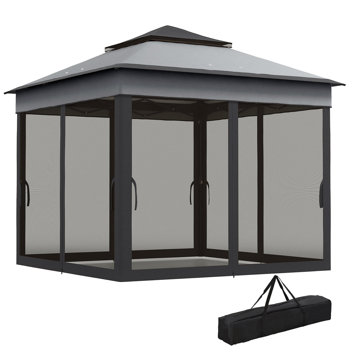 10.7x10.7ft Pop Up Gazebo UV30+ Dark Grey-Gazebos-DECOROLALA