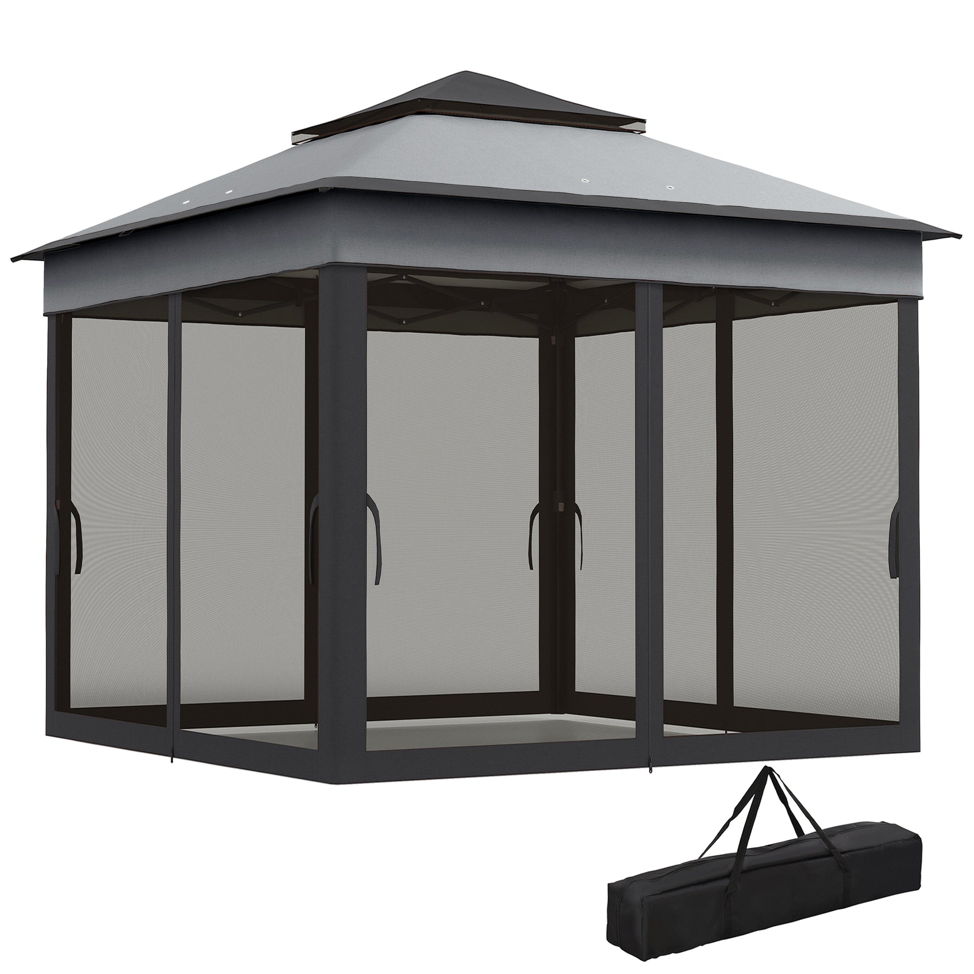 10.7x10.7ft Pop Up Gazebo UV30+ Dark Grey-DECOROLALA
