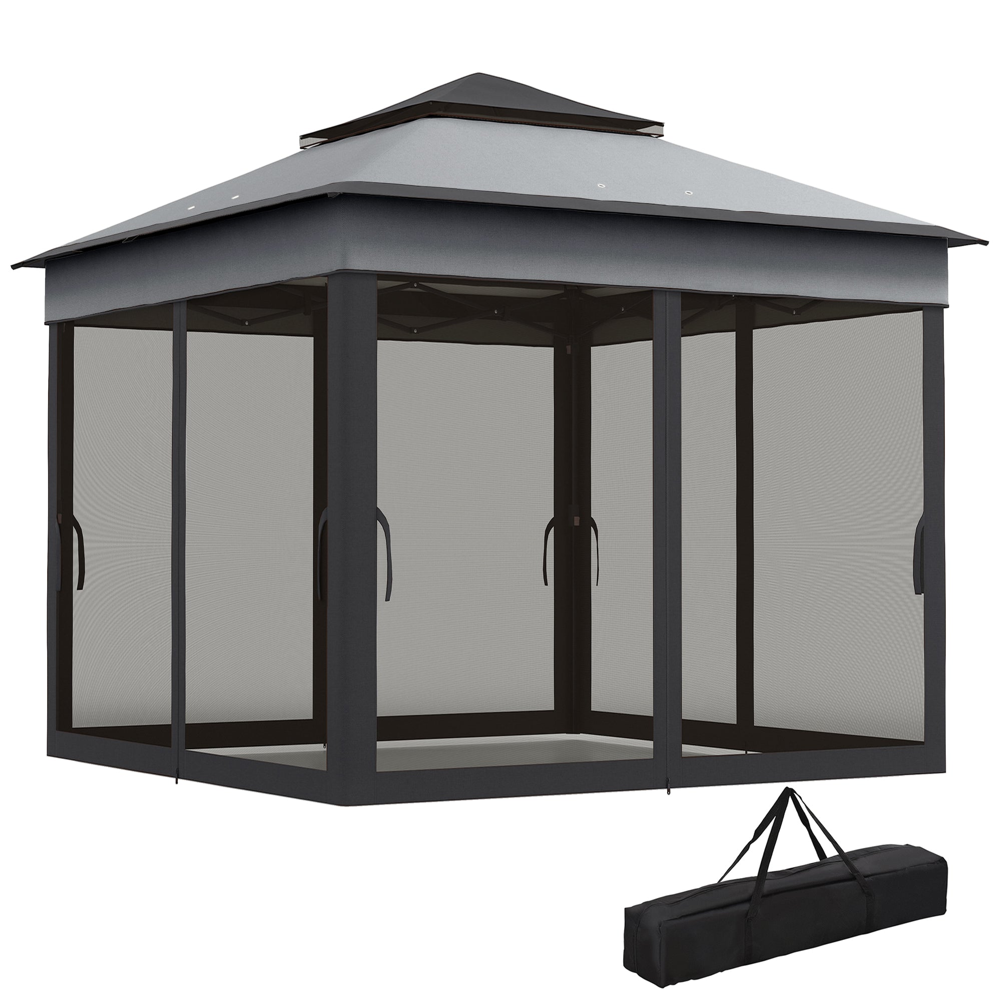 10.7x10.7ft Pop Up Gazebo UV30+ Dark Grey-DECOROLALA