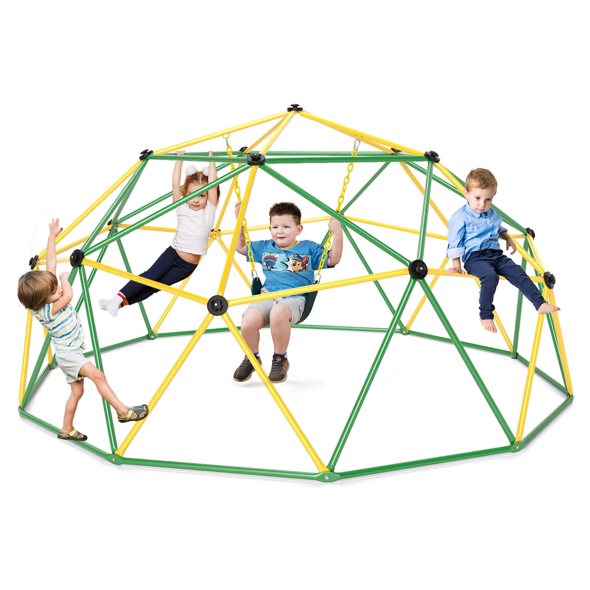 10ft Geometric Dome Climber with Swing - 800 Lbs Capacity-Playground Climbers & Slides-DECOROLALA